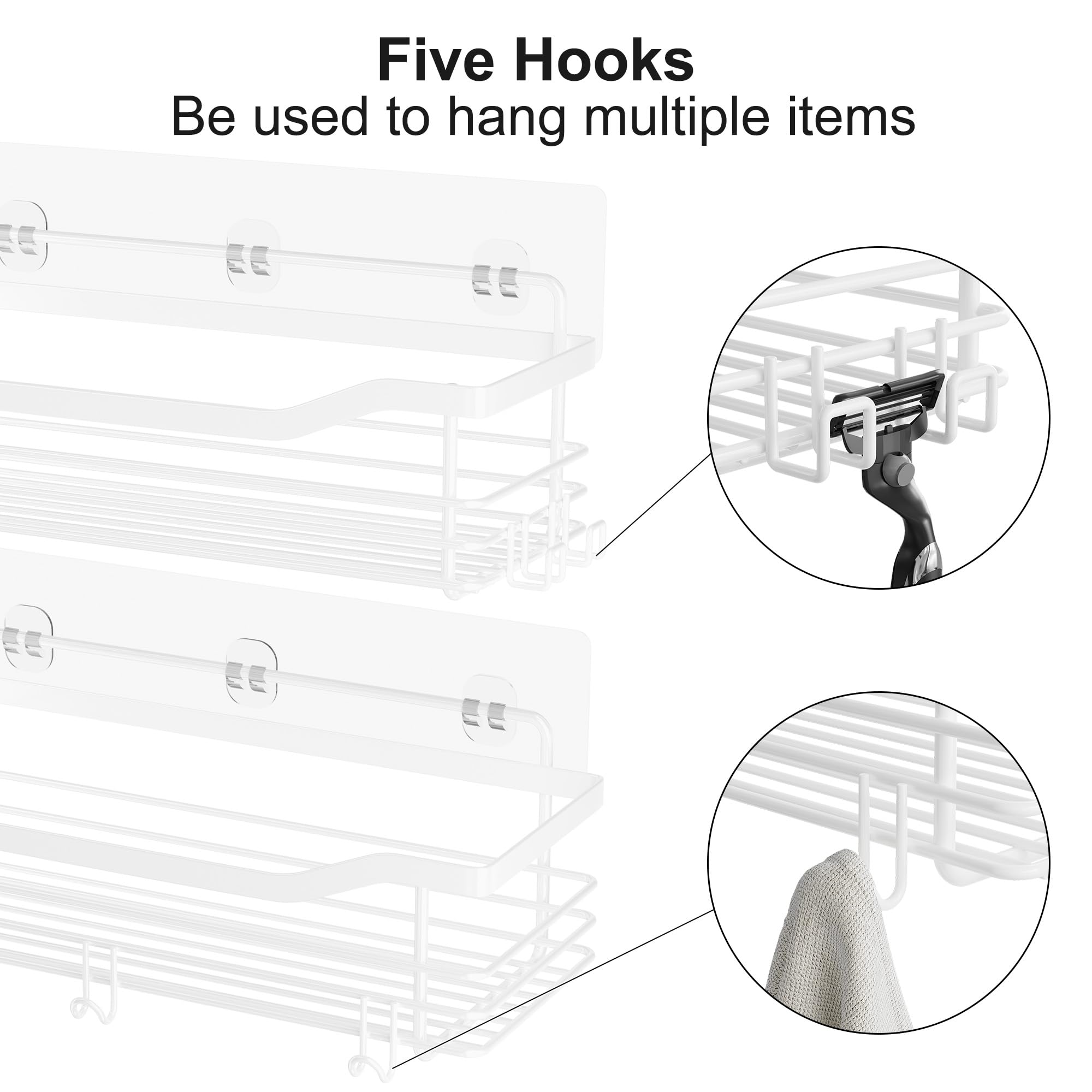 Orimade Shower Caddy Basket Shelf Storage Rack, No Drilling Wall Mounted Adhesive Rust Proof Stainless Steel Shower Organizer Wi