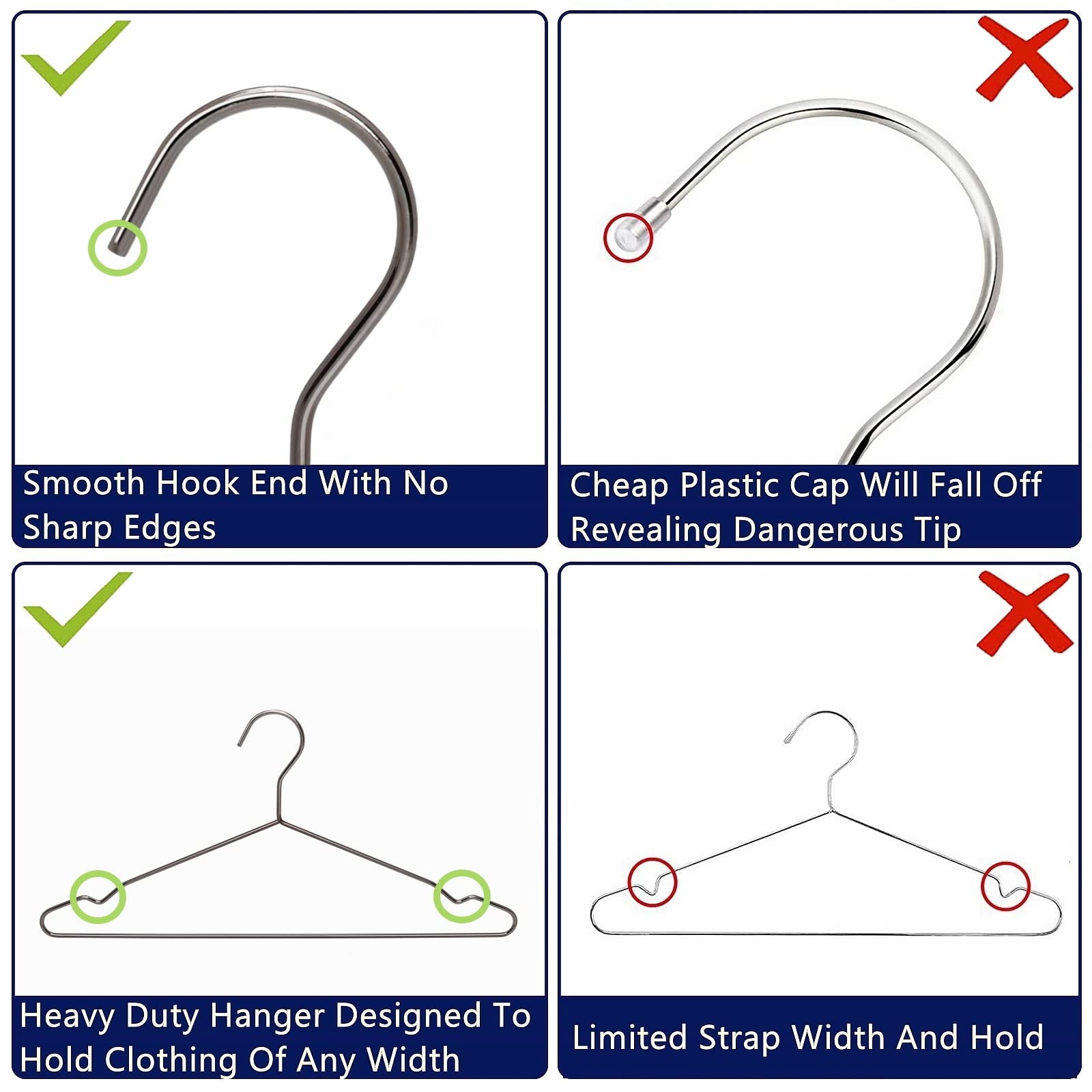 Amber Home 17'' Strong Black Metal Wire Clothes Hangers 30 Pack, Heavy Duty Coat Hangers, Standard Suit Hangers For Jacket, Shir