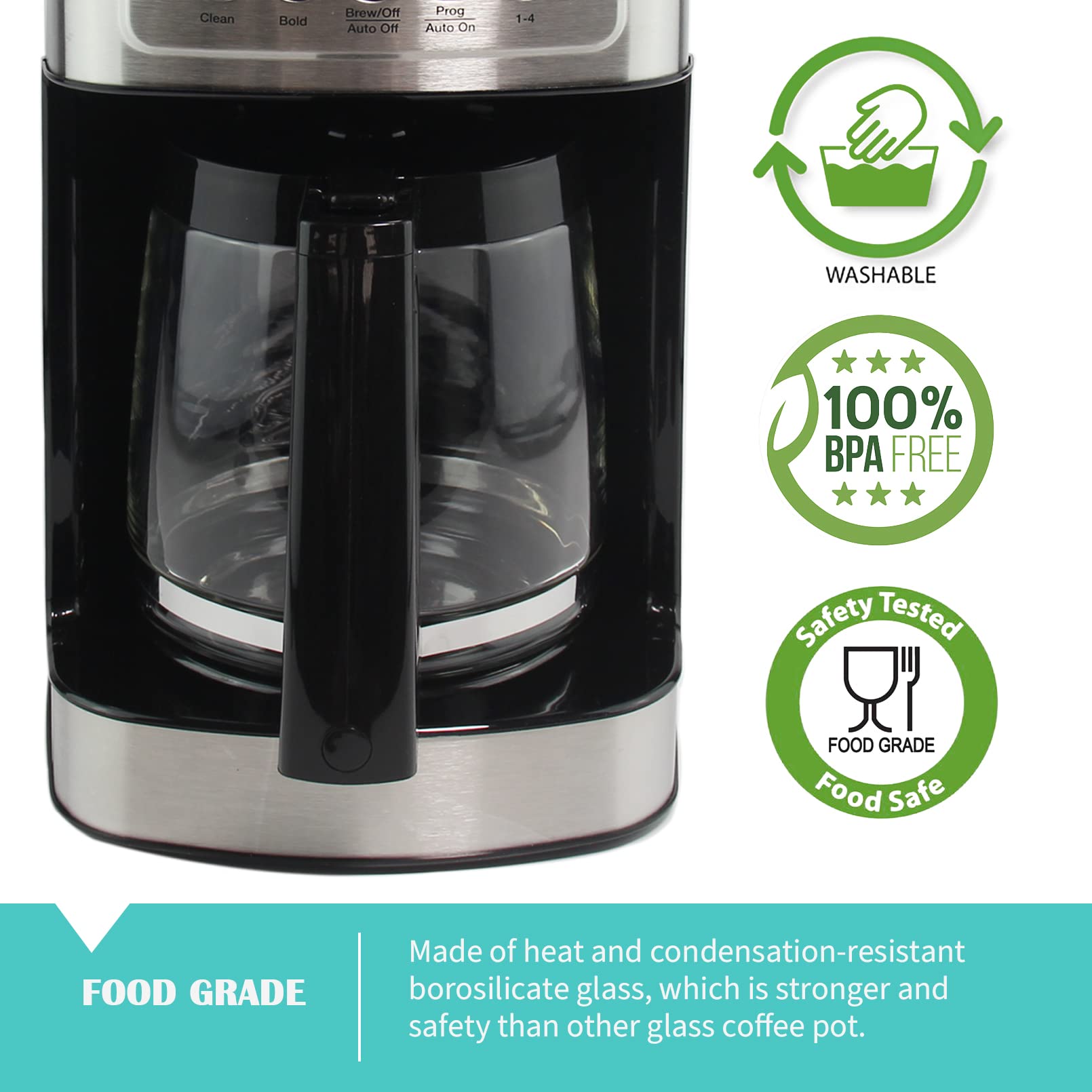 12-Cup Replacement Glass Coffee Carafe For Cuisinart Coffee Maker Models Dcc-1200, Dcc-1100Bk, Dcc-2650, Chw-12, Chw-12P1, Dgb-5