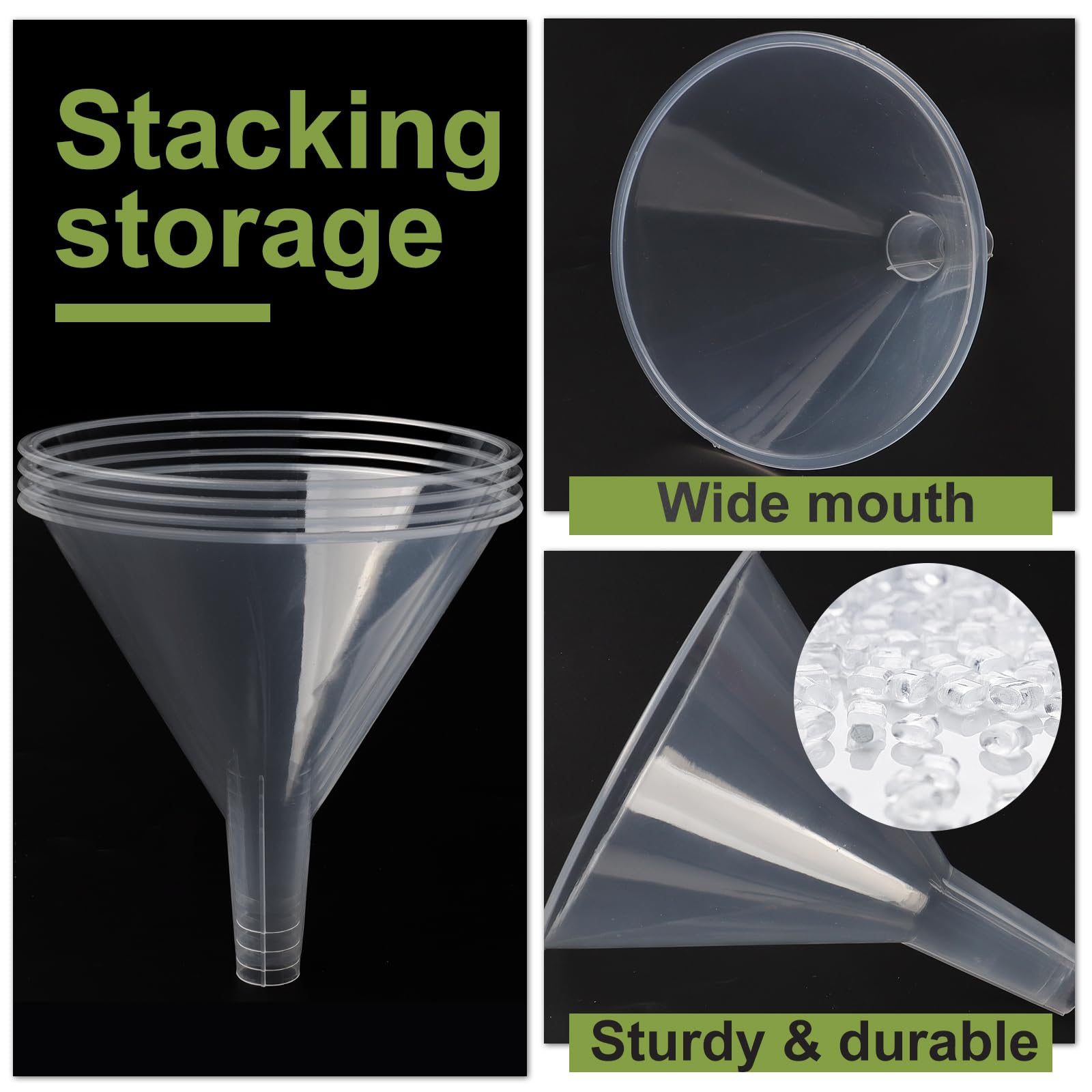 Sbyure 6 Pack Plastic Funnels, 4.6 Inch Multi-Purpose Clear Plastic Funnels With Long Reaching Spout For Science Lab Bottle Fill