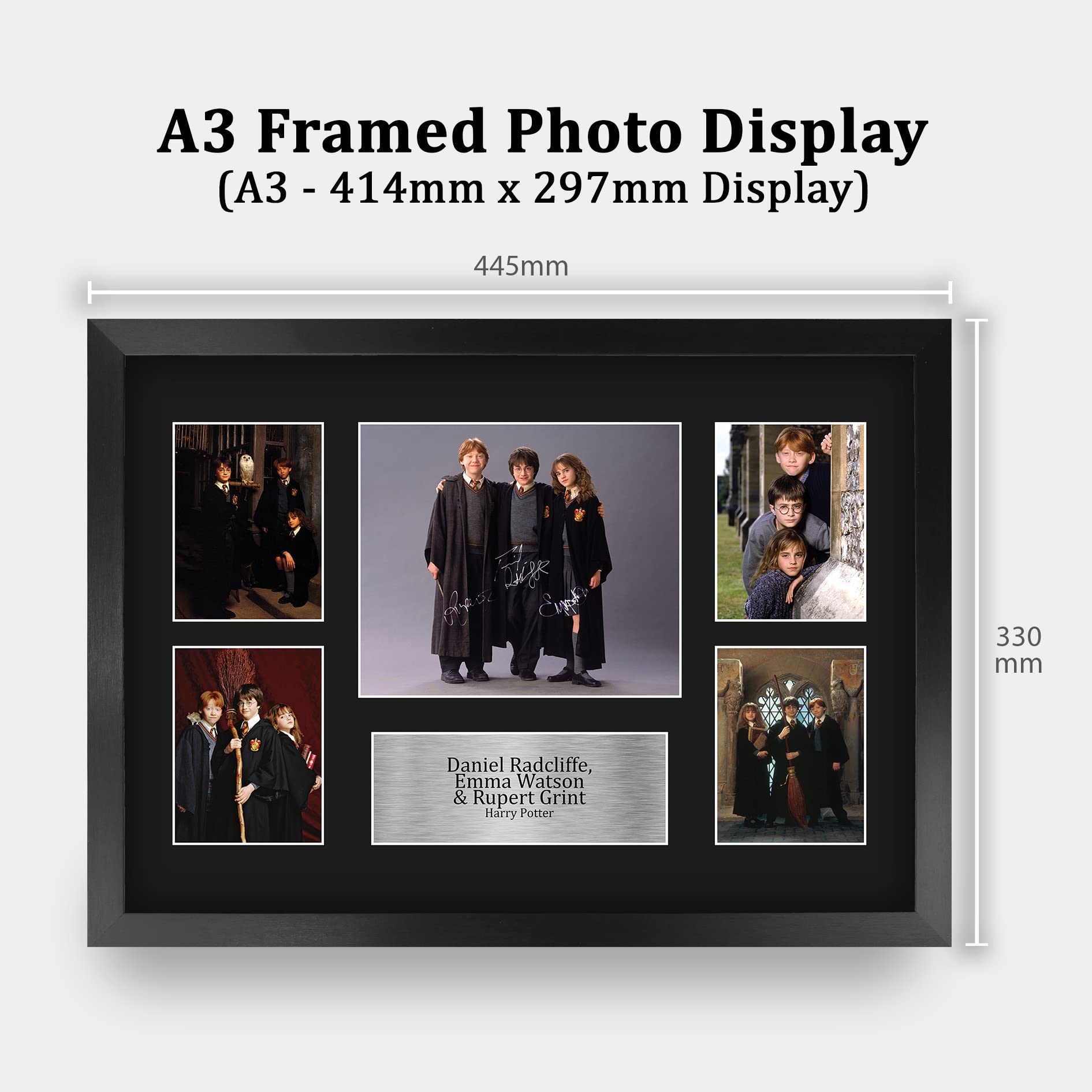 HWC Trading Framed Autograph Picture - Harry Potter Ron & Hermione, 16" x 12", Metal Display, Model F_A3_RADCLIFFE-WATSON-GRINT