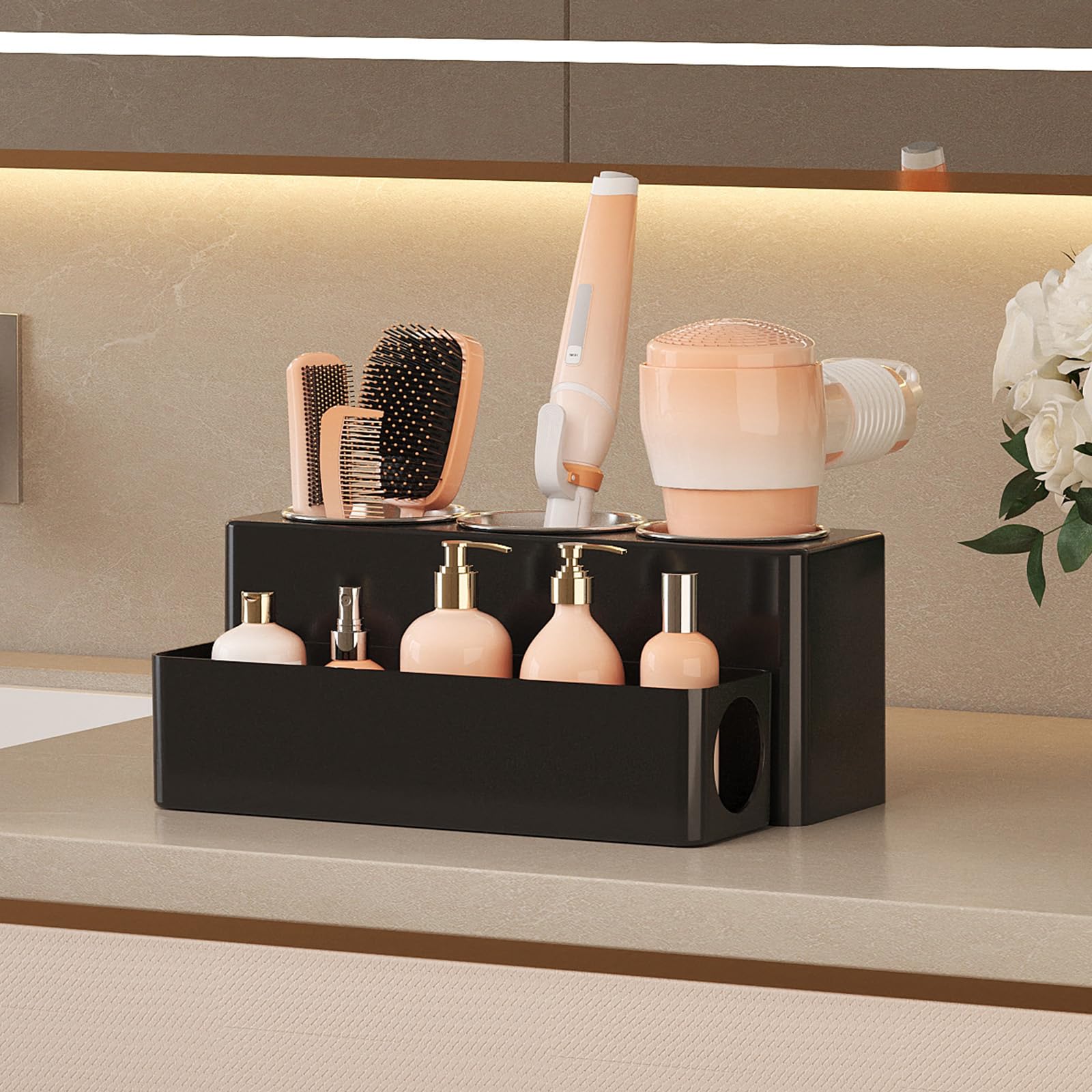 Lifewit Hair Tool Organizer, Hair Blow Dryer Holder Countertop, Removable Acrylic Hair Brush Storage Stand For Curling Iron/Hair