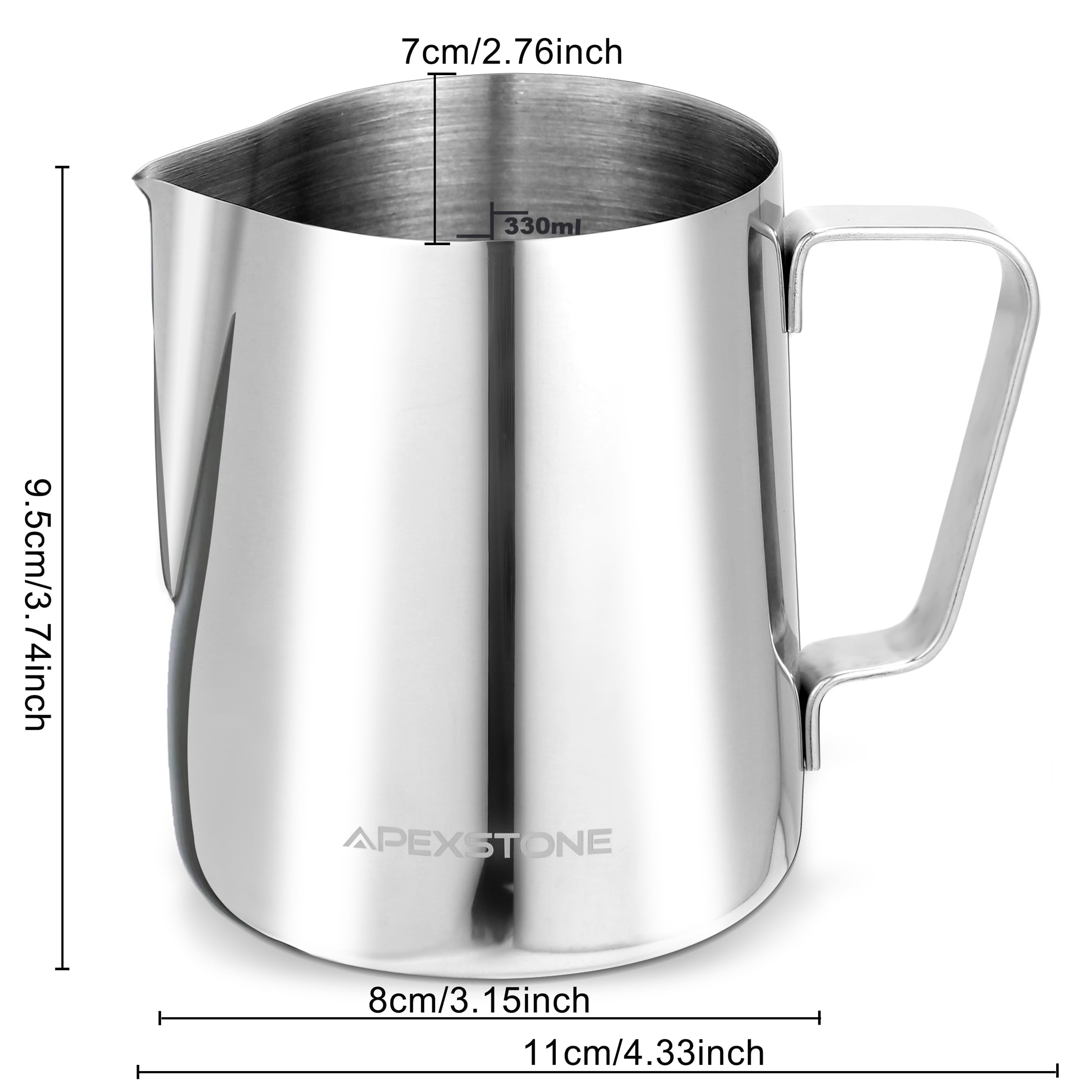 Apexstone 12 oz Espresso Steaming Pitcher  Coffee Milk Frothing Cup  Coffee Steaming Pitcher 12 oz/350 ml