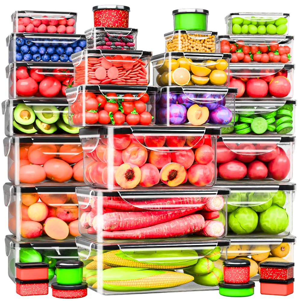 RockBerry 66 Pcs Large Food Storage Containers with Lids Airtight-Total 19075ML Stackable Kitchen Bowls Set(31 Containers,31 Lid