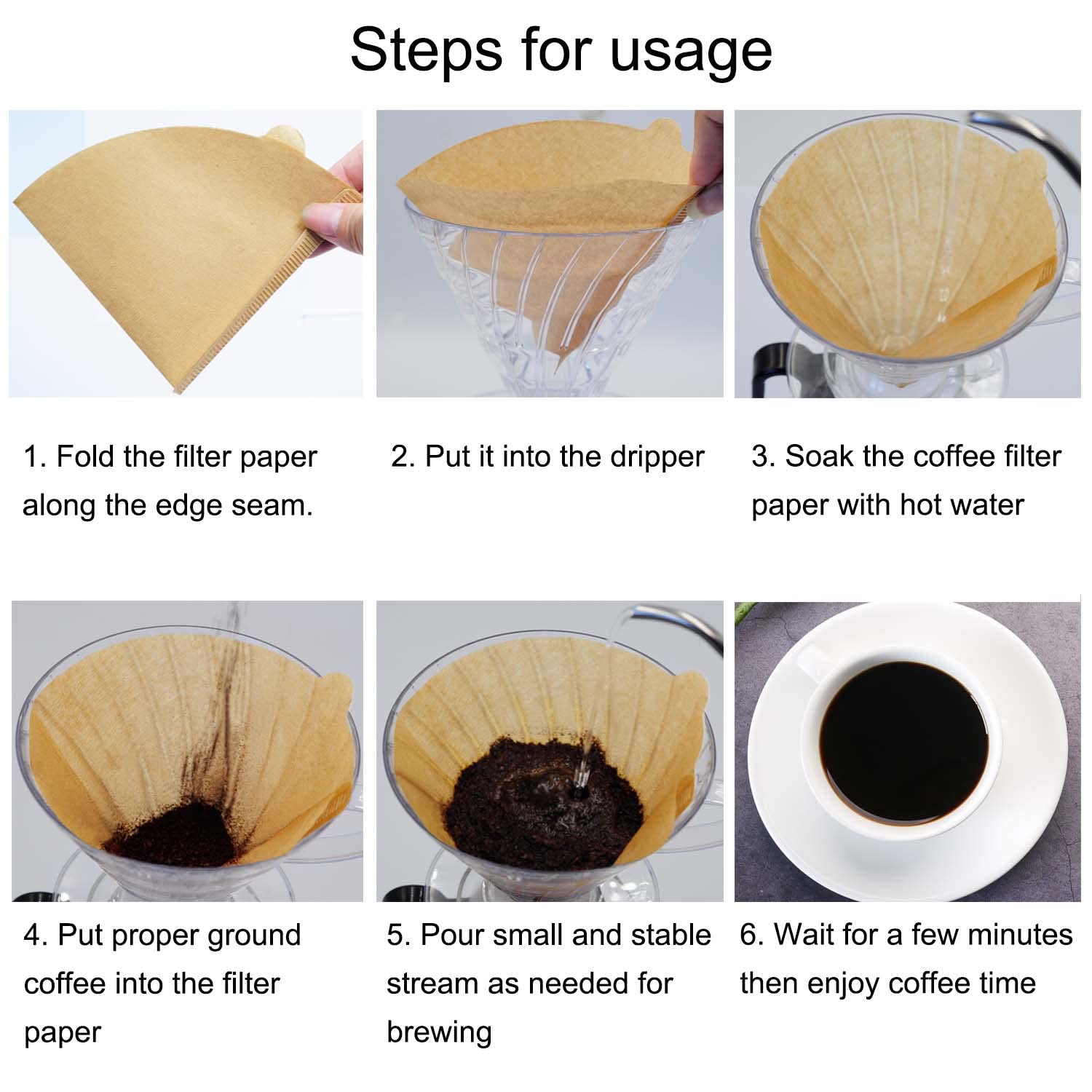 Cone Coffee Filters Size 02, 100 Count 1-4 Cups Unbleached Natural Brown V02 Disposable Coffee Filter Paper, Compatible With V60