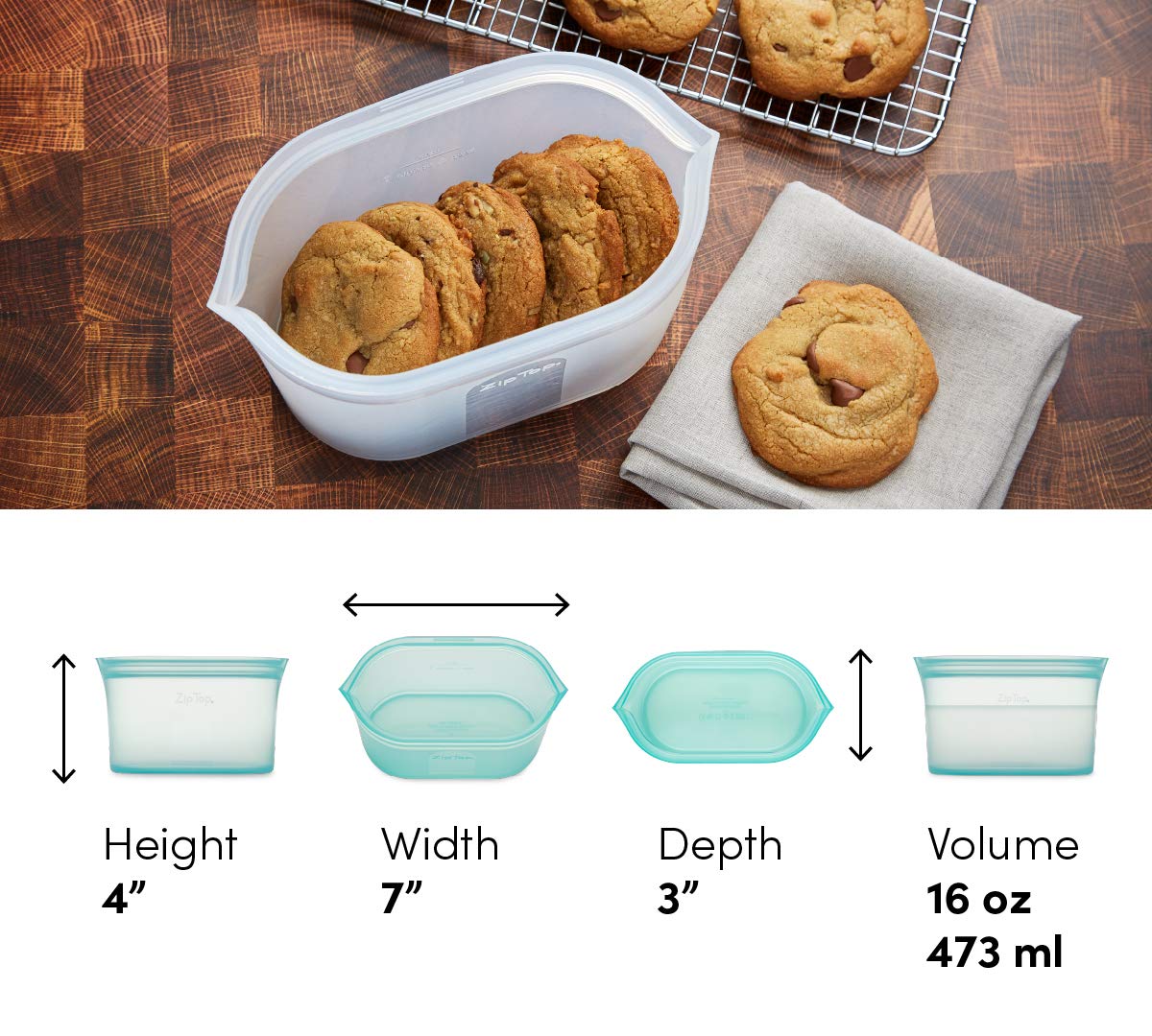 Zip Top Reusable Food Storage Bags | Small Dish [Peach] | Silicone Meal Prep Container | Microwave, Dishwasher And Freezer Safe