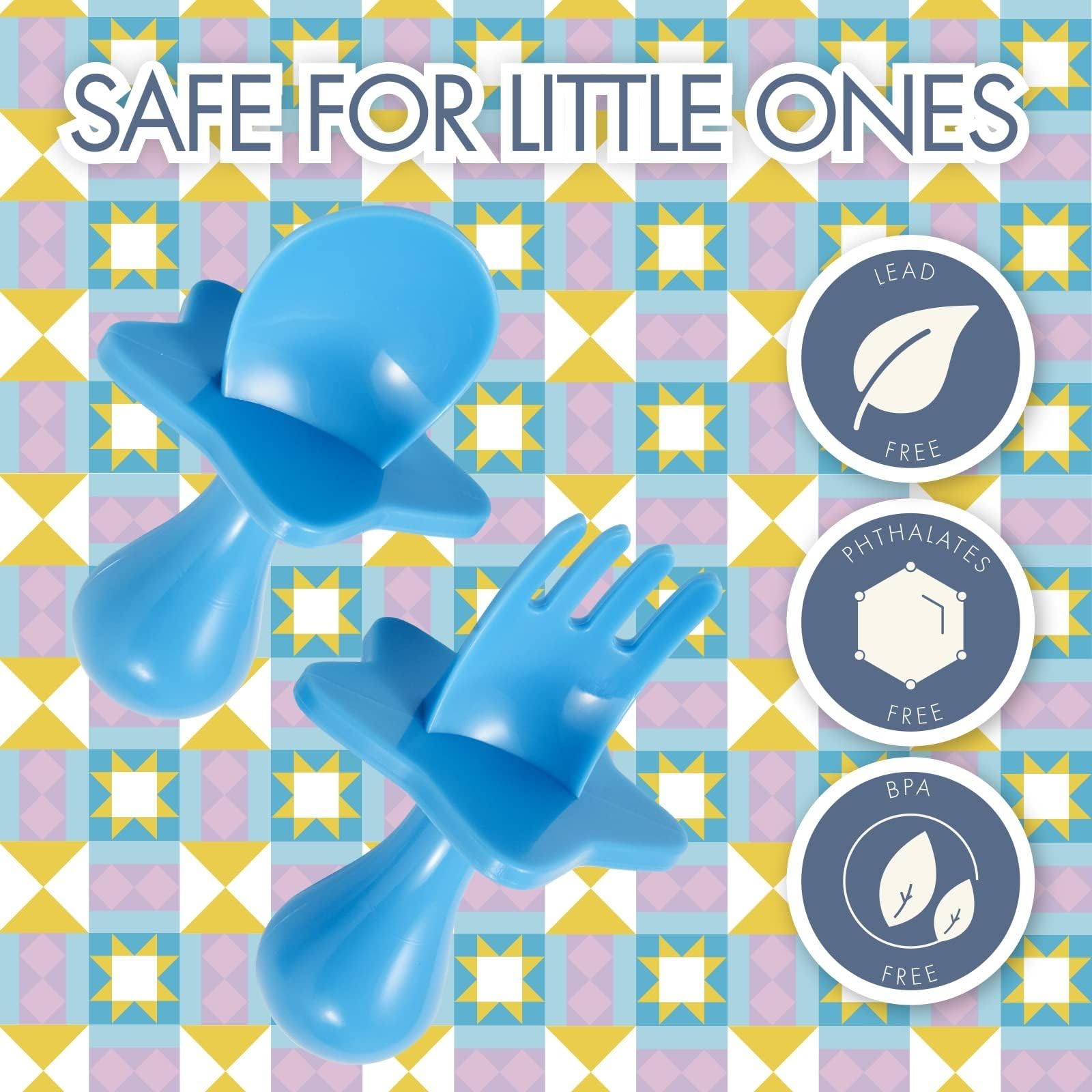 Elli&Nooli Baby Self Feeding Utensils Toddler Eating Utensils Baby Forks for Self Feeding, BPA Phthalates-Free, Dishwasher and S