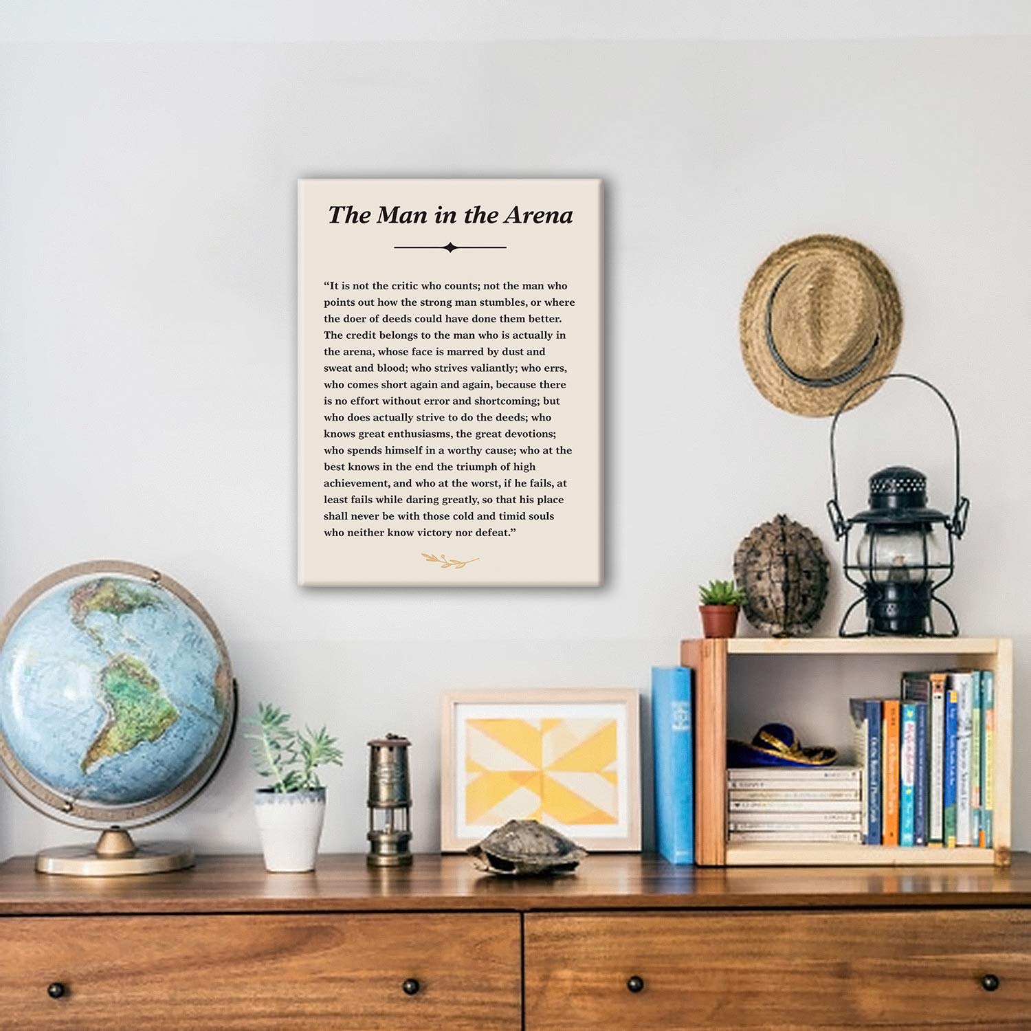 Inspirational Theodore Roosevelt Quote The Man In The Arena Sign Poster Canvas Wall Art Painting Ready To Hang For Homebedroomli