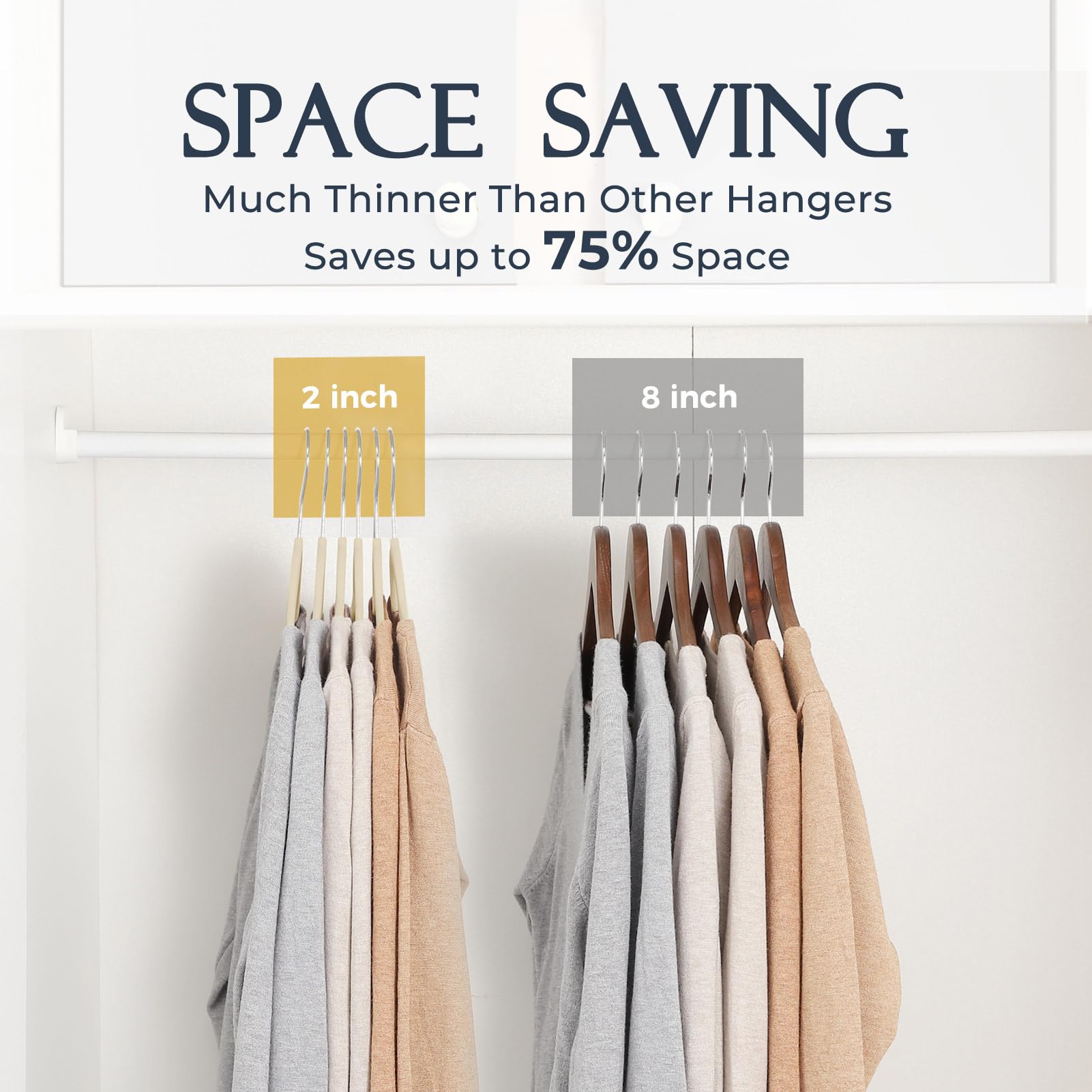 HOUSE DAY Beige Velvet Hangers 60 Pack  Premium Clothes Hangers Non-Slip Felt Hangers  Sturdy Hangers Heavy Duty Coat Hangers  Durable Suit Hangers for Space Saving  No Hanger Marks 360 Rotating