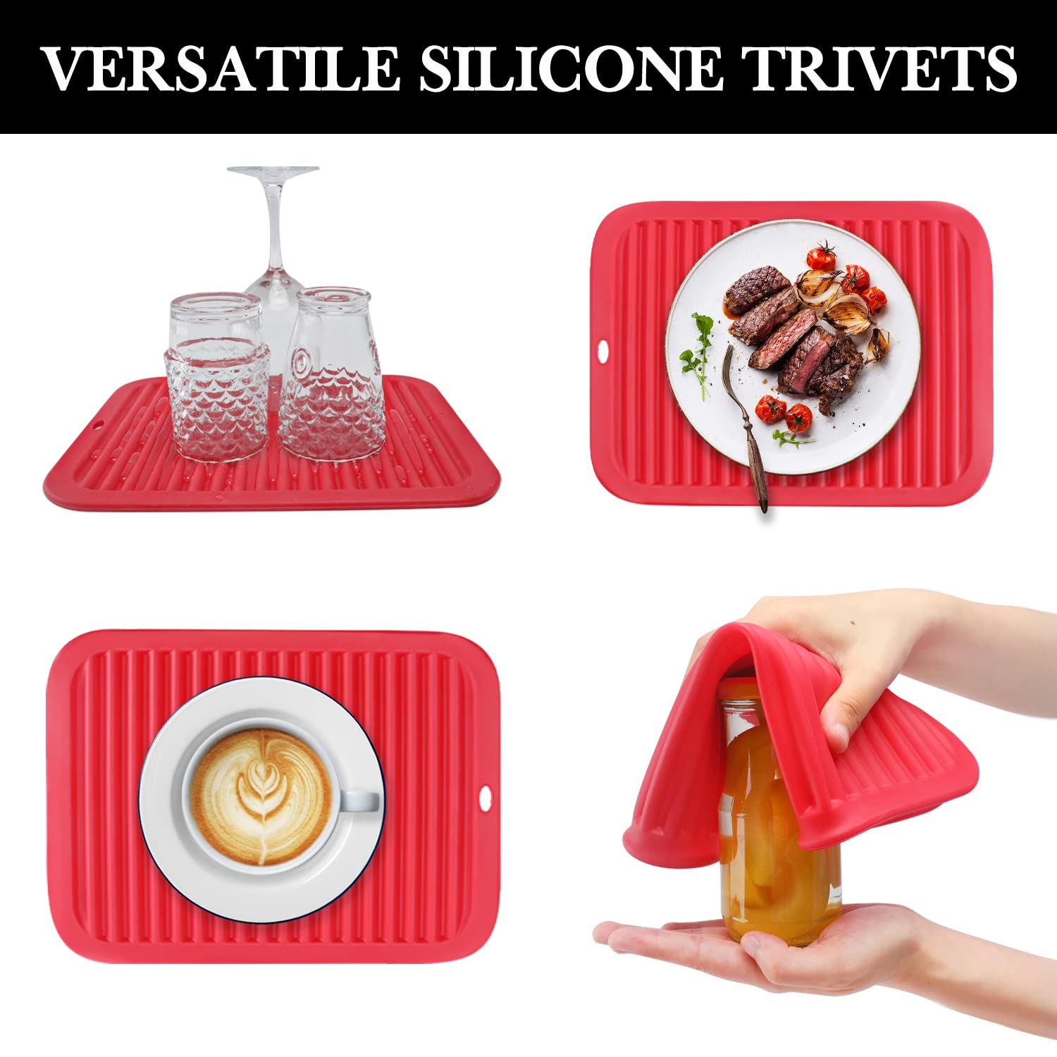 2 Pack Silicone Trivet For Hot Dishes, Heat Resistant Silicone Hot Pads For Hot Pots And Pans, Non-Slip Flexible Pot Holder For