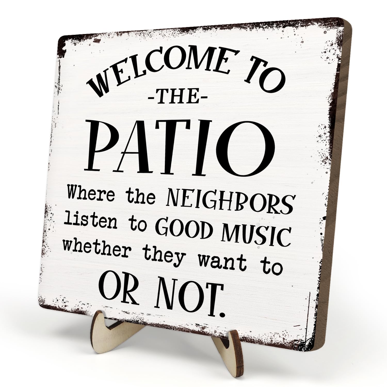 Funny Outdoor Patio Decor Sign,Rustic Wooden Plaque with-Welcome to the Patio-Farmhouse Outdoor Decor Gift for Backyard or Porch