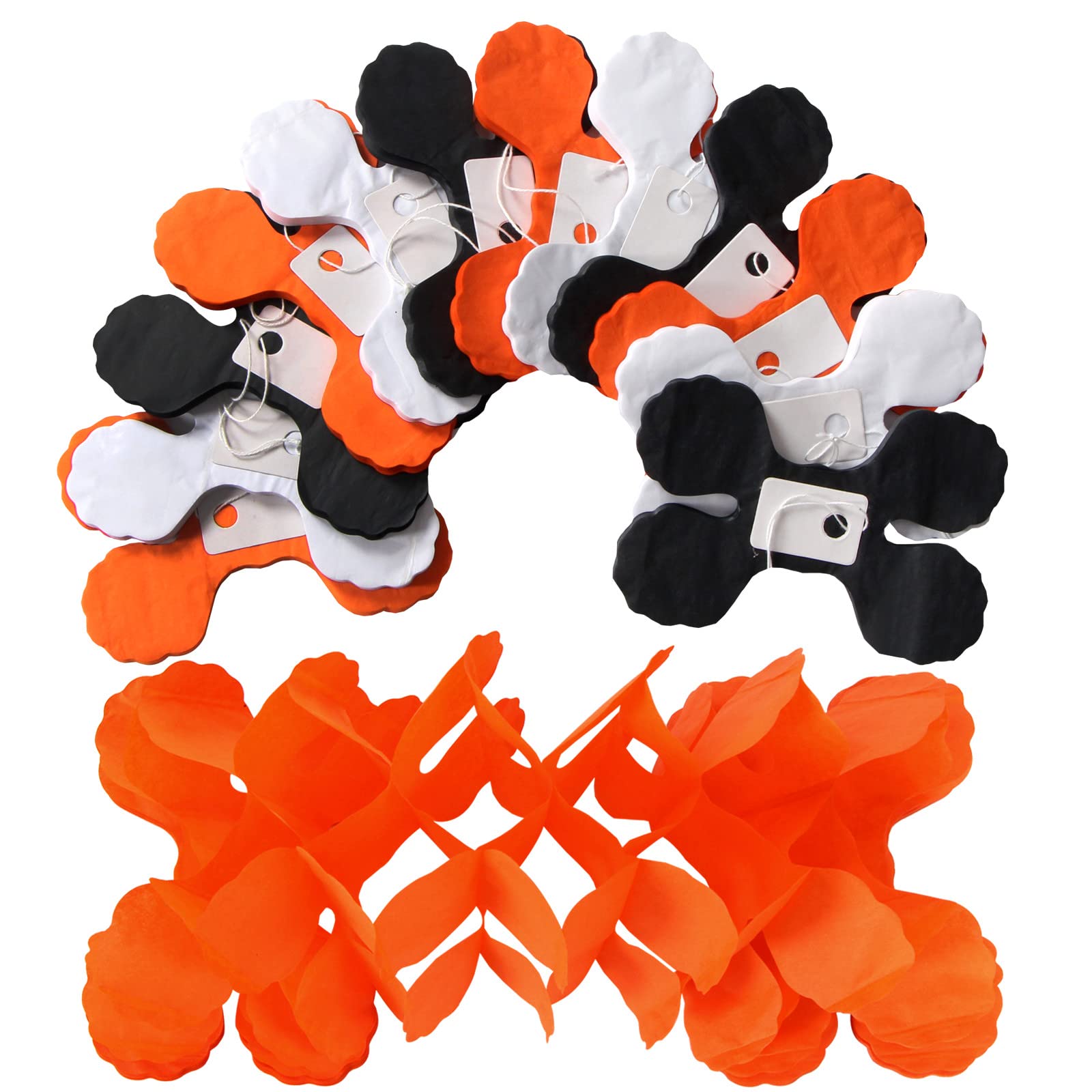 Black-White Orange Halloween Party-Decorations Streamers-Garland - 12Pcs 4-Leaf Clover Paper Streamer,Graduation Wedding Birthda
