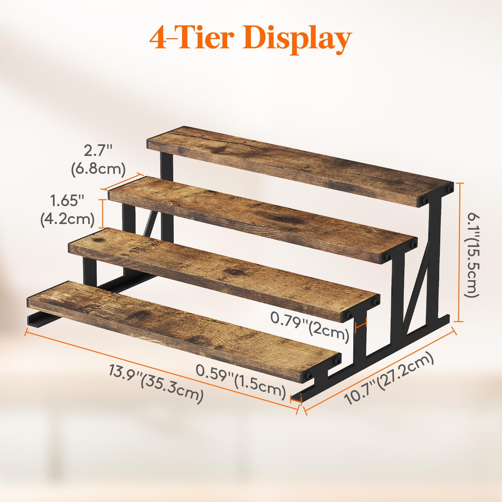 Lifewit 13.9 Inch Cologne Organizer for Men, 4 Tier Wooden Perfume Stand, Display Riser Shelf for Fragrance, Aftershave, Skincar