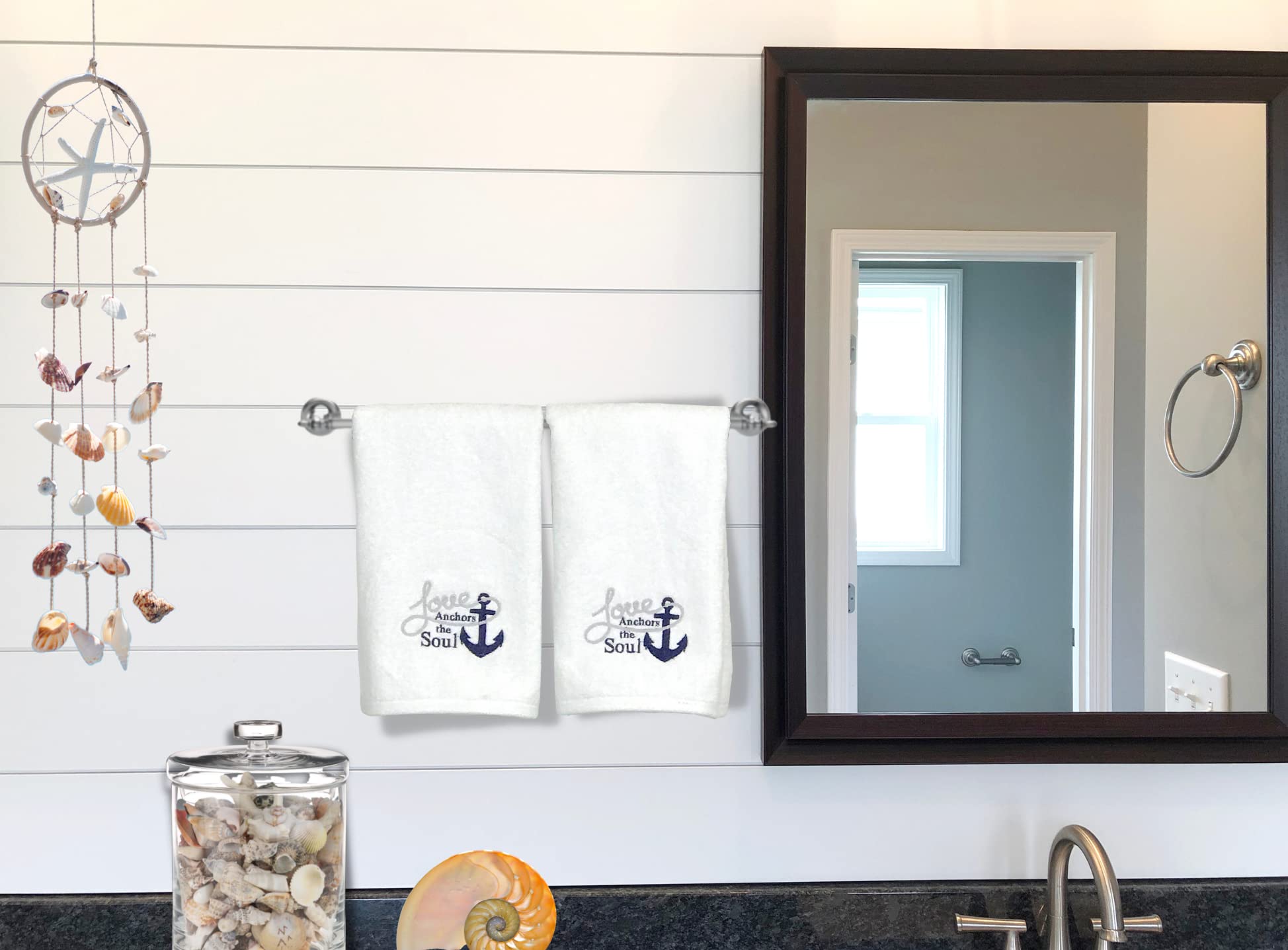 Serafina Home Nautical Ocean Guest Hand Towels: Coastal Love Anchors The Soul, 2 Piece Soft Absorbent