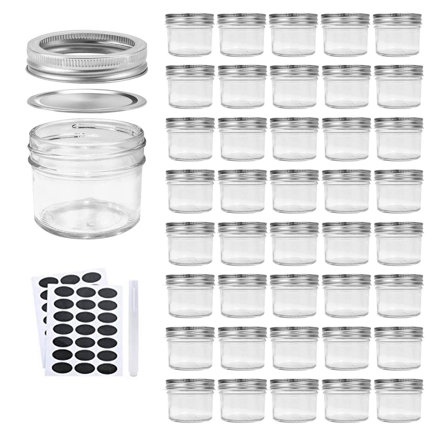 Accguan 4oz / 120ml Mason Jars Glass Jelly Jars, Canning Jars With Regular Lids, Ideal for Honey,Jam,Wedding Favors,Shower Favor