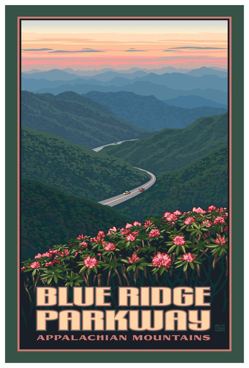 Art Of Place Blue Ridge Parkway Appalachian Mountains Giclee Art Print Poster From Travel Artwork By Artist Paul Leighton 12'' X
