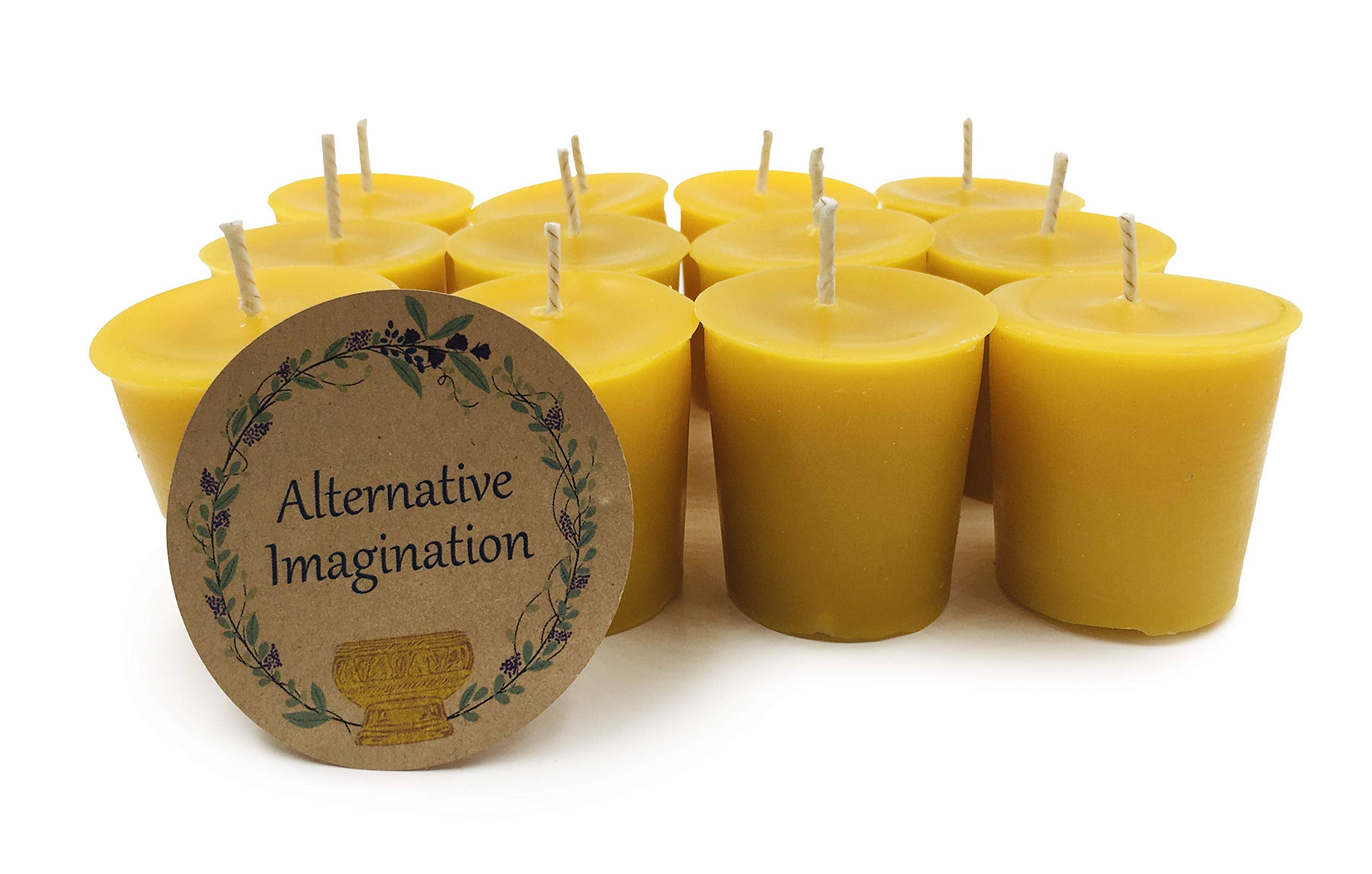 4 Pack of Beeswax Votive Candles - 100% Pure, Natural Beeswax with Natural Light Honey Scent - 15 Hour Burn - Alternative Imagin