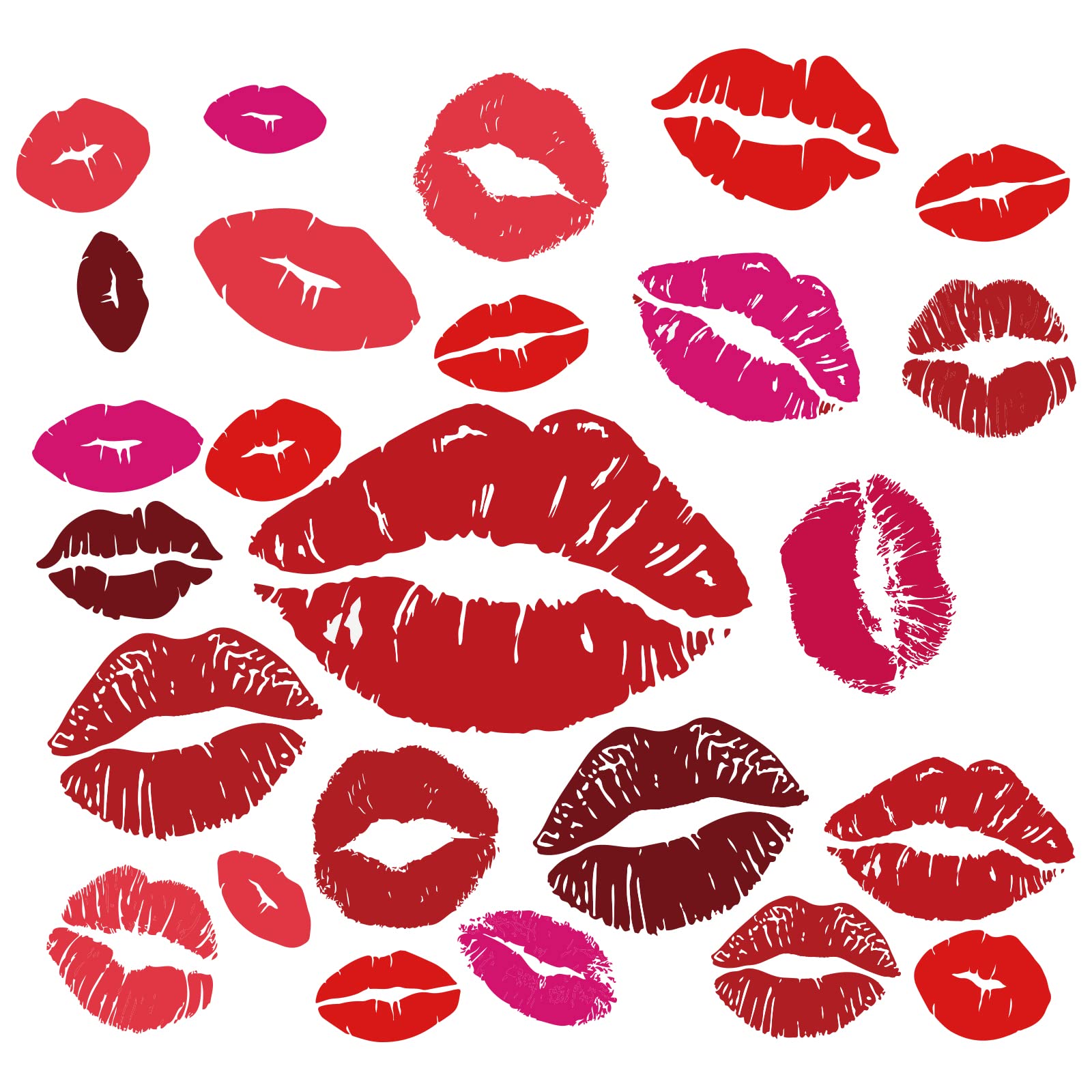 Superdant Red Lips Wall Stickers 25Pcs Kisses Stickers Self-Adhesive Vinyl Wall Art Decals Valentine'S Day Trendy For Home Livin