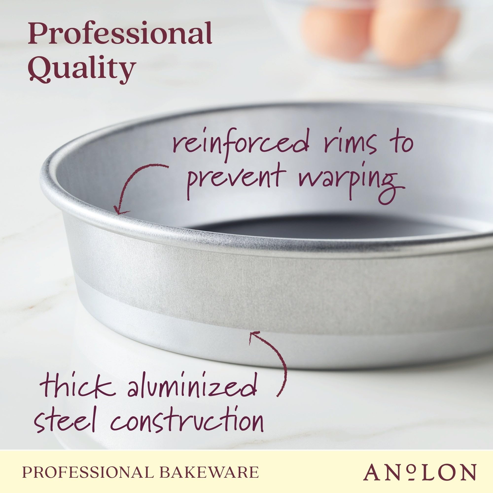 Anolon Pro-Bake Aluminized Steel Baking Cake Pan, Round, 9 Inch - Silver