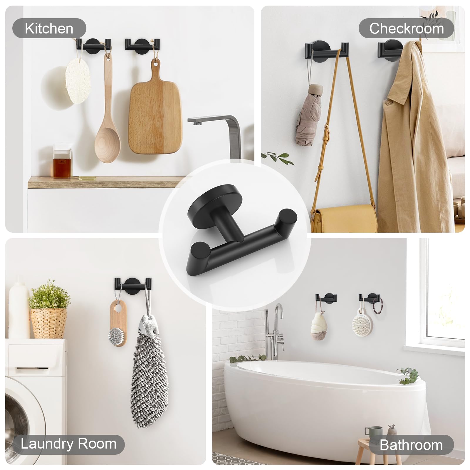 Tnoms 5 Pieces Towel Bar Set Matte Black Bathroom Hardware Set Upgraded Toilet Paper Holder With Shelf Towel Rail Set For Bathro