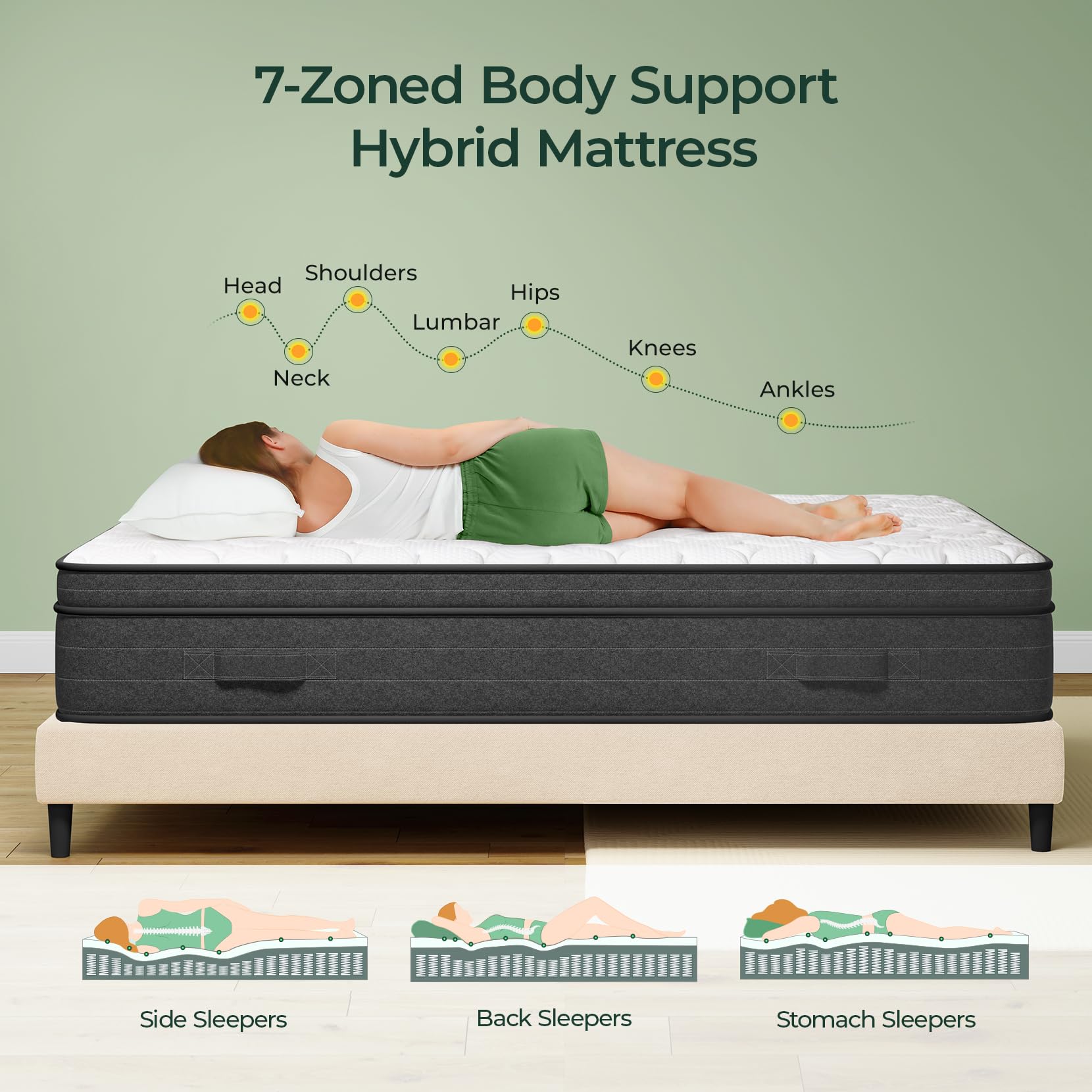 koorlian King Mattress - 10 Inch Hybrid Innerspring Mattress in a Box  Cool Comfort Mattress with Breathable Memory Foam and Pocket Spring  Motion Isolation  Mattress King Size 180 Night Trial