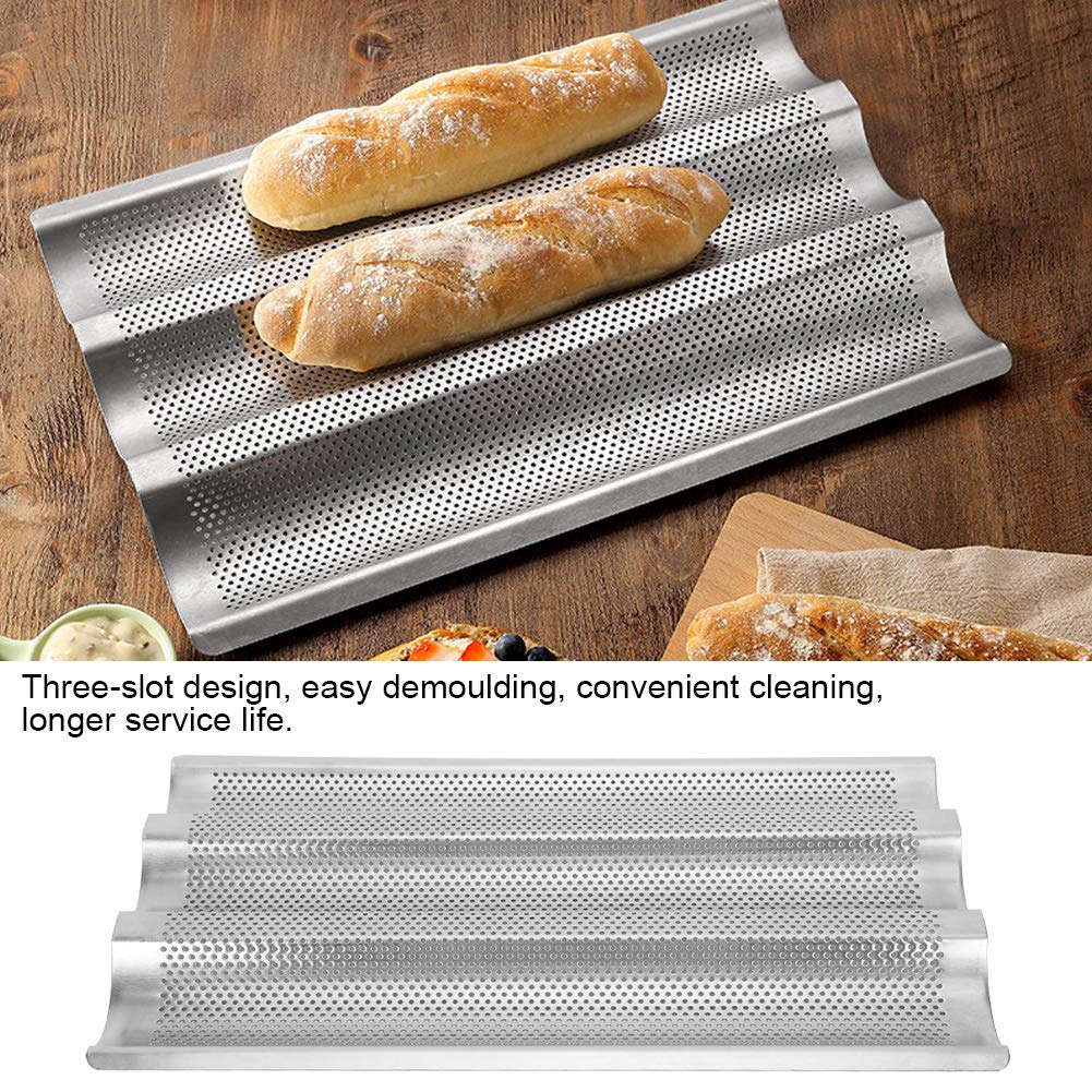 Topincn 430 Stainless Steel French Bread Waves Baking Tray Pan Bread Baking Tool 3 Silver