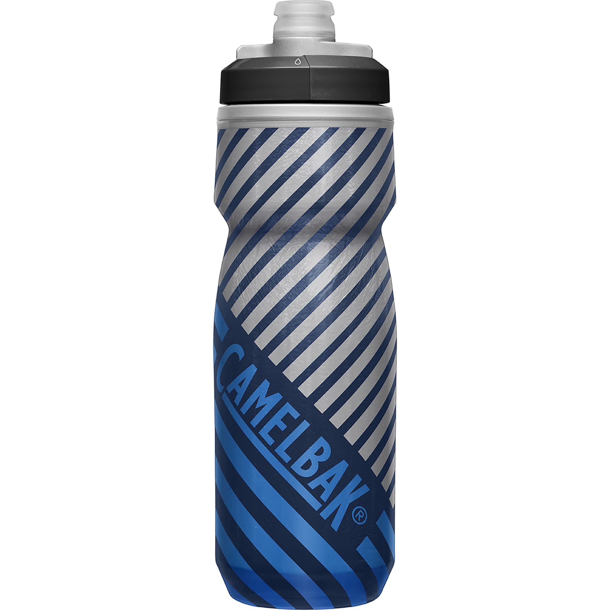 Camelbak Podium Chill Insulated Bike Water Bottle - Easy Squeeze Bottle - Fits Most Bike Cages - 21Oz, Navy Stripe