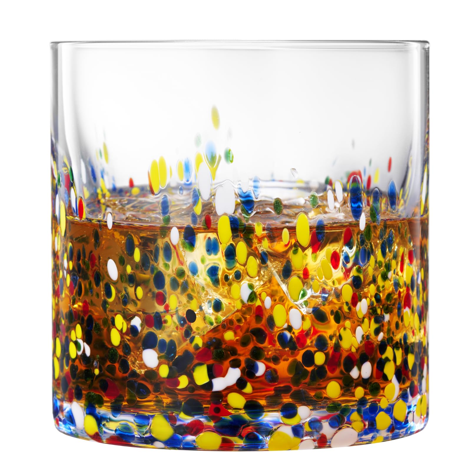 The Wine Savant Mexican Style Glass Hand Blown Colorful Artisan - Confetti Rock
