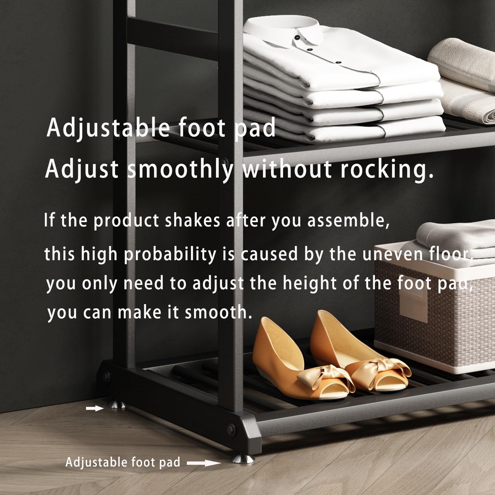 Buzuey Heavy Duty Clothes Rack,Clothing Rack For Hanging Clothes,Black Garment Rack With Bottom Shelves,Rack For Clothes To Hang