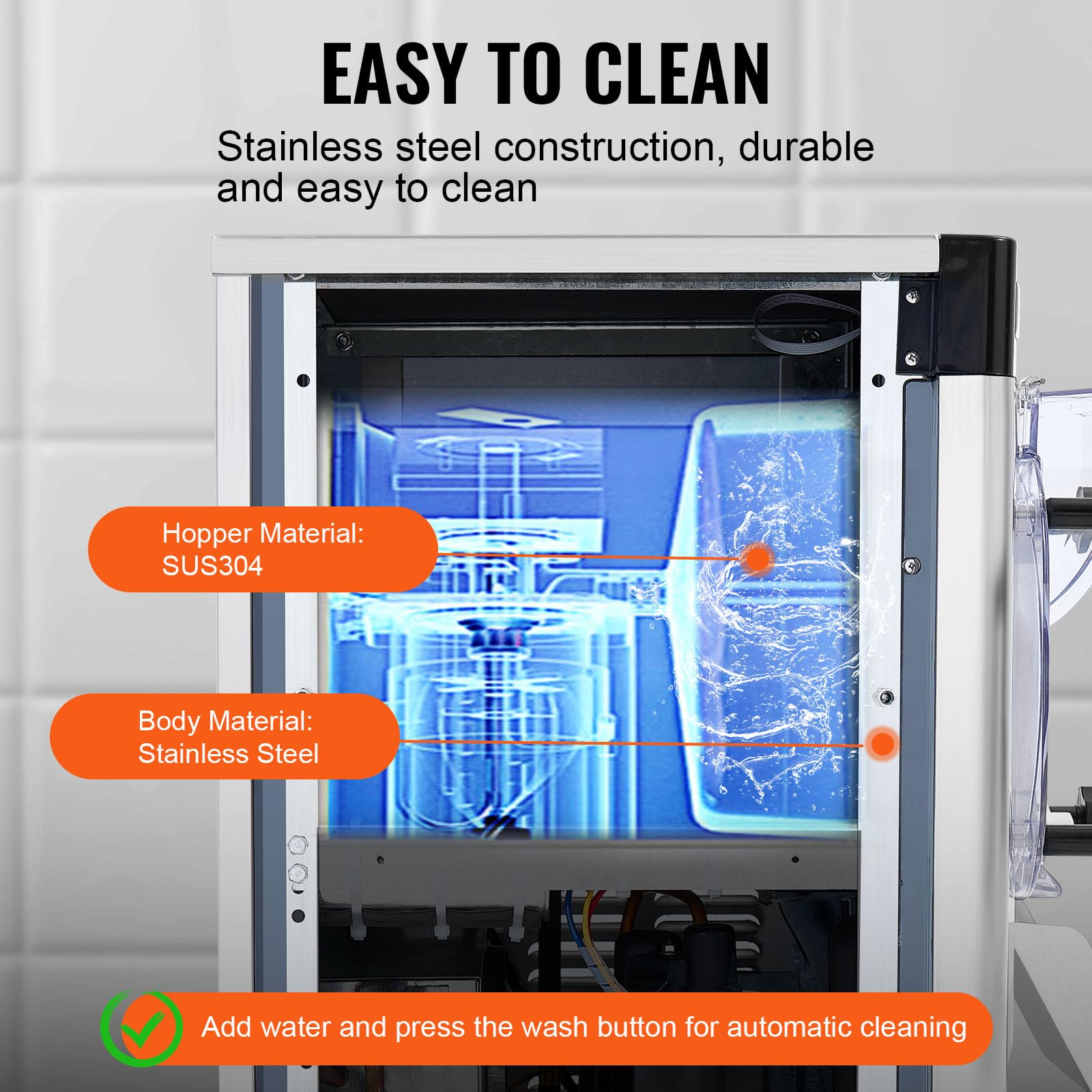 Vevor Commercial Ice Cream Machine, 12 L/H Yield, 1713W Single Flavor Countertop Hard Serve Ice Cream Maker, 4.5L Stainless Stee