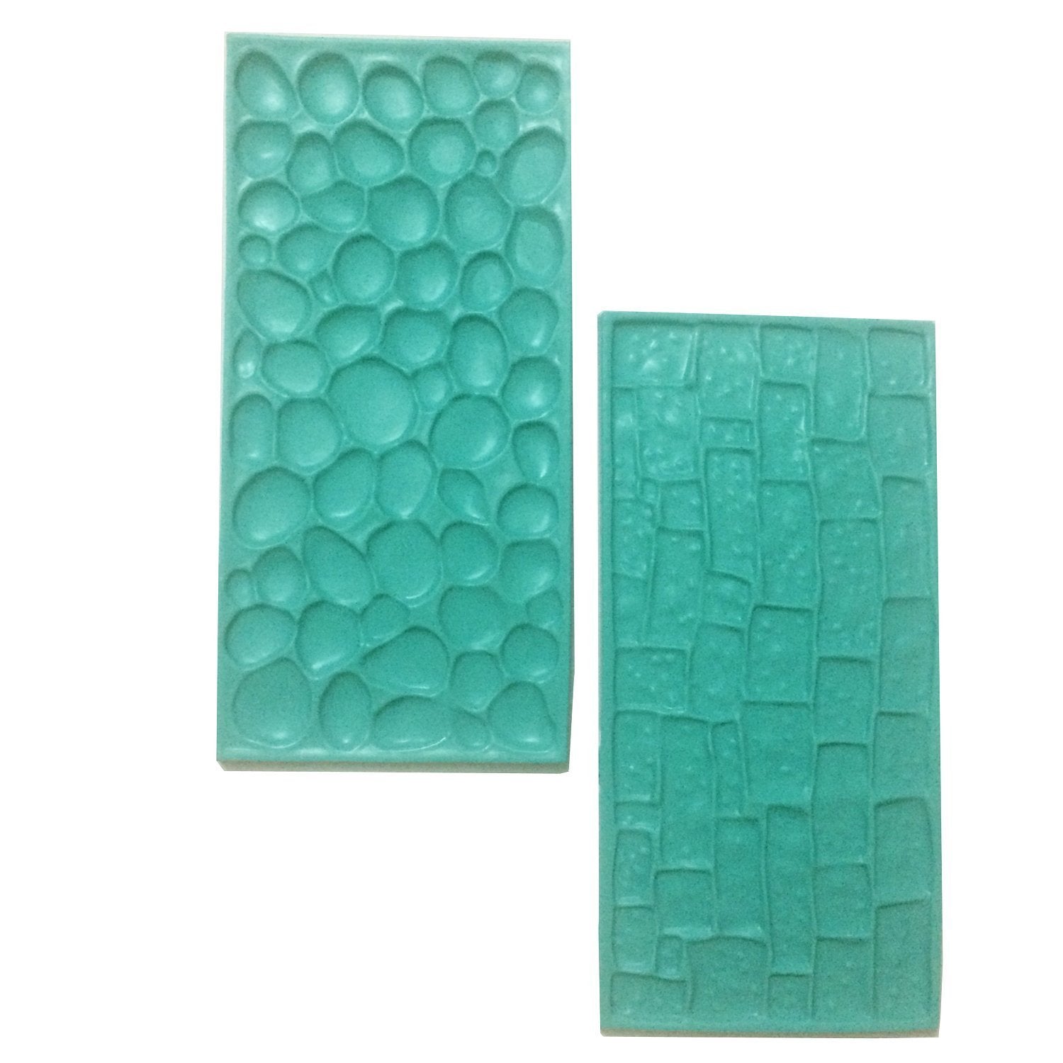 Fondant Impression Mat Set - Cobblestone & Stone Wall Design Sugarcraft Decorating Tool Gumpaste Embosser For Cup Cake Top Decor