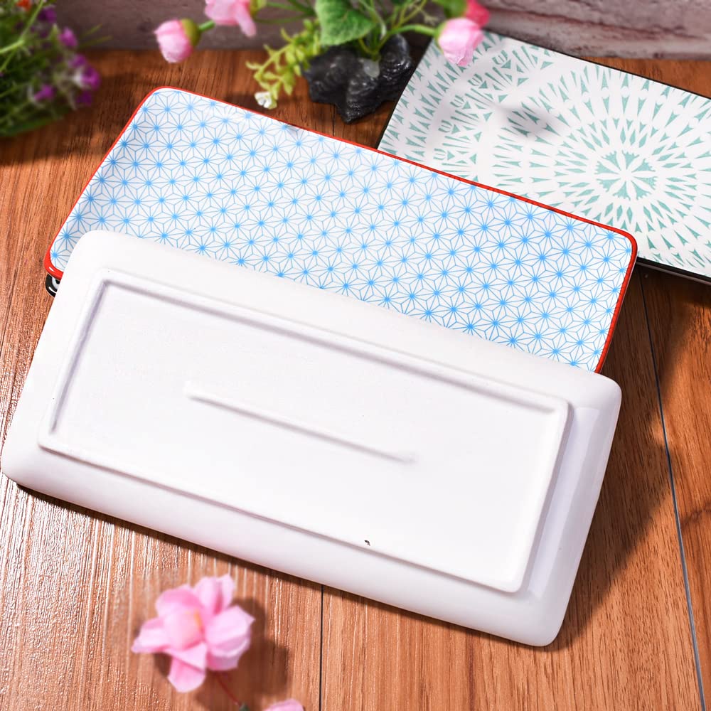 Bosili Japanese Sushi Plate Set Of 4 Long Rectangle Appetizer Plates Serving Trays For Desserts Dumplings Sushi And Chicken Wing