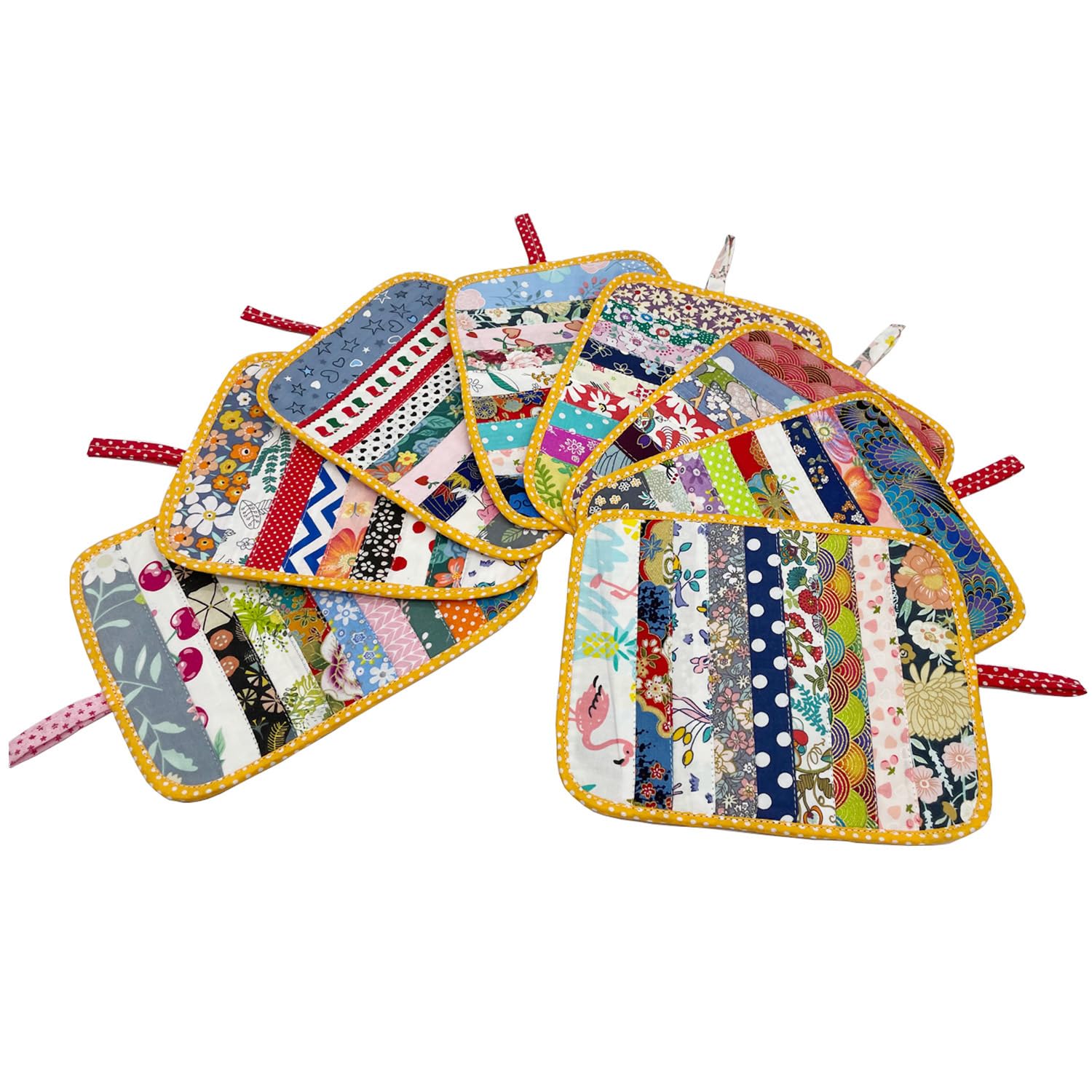 Jukway 2Pcs Beautiful Cotton Pot Holders For Kitchen, 100% Cotton Fabric Handmade Patchwork Table Mats Set, Heat Resistant Mat P
