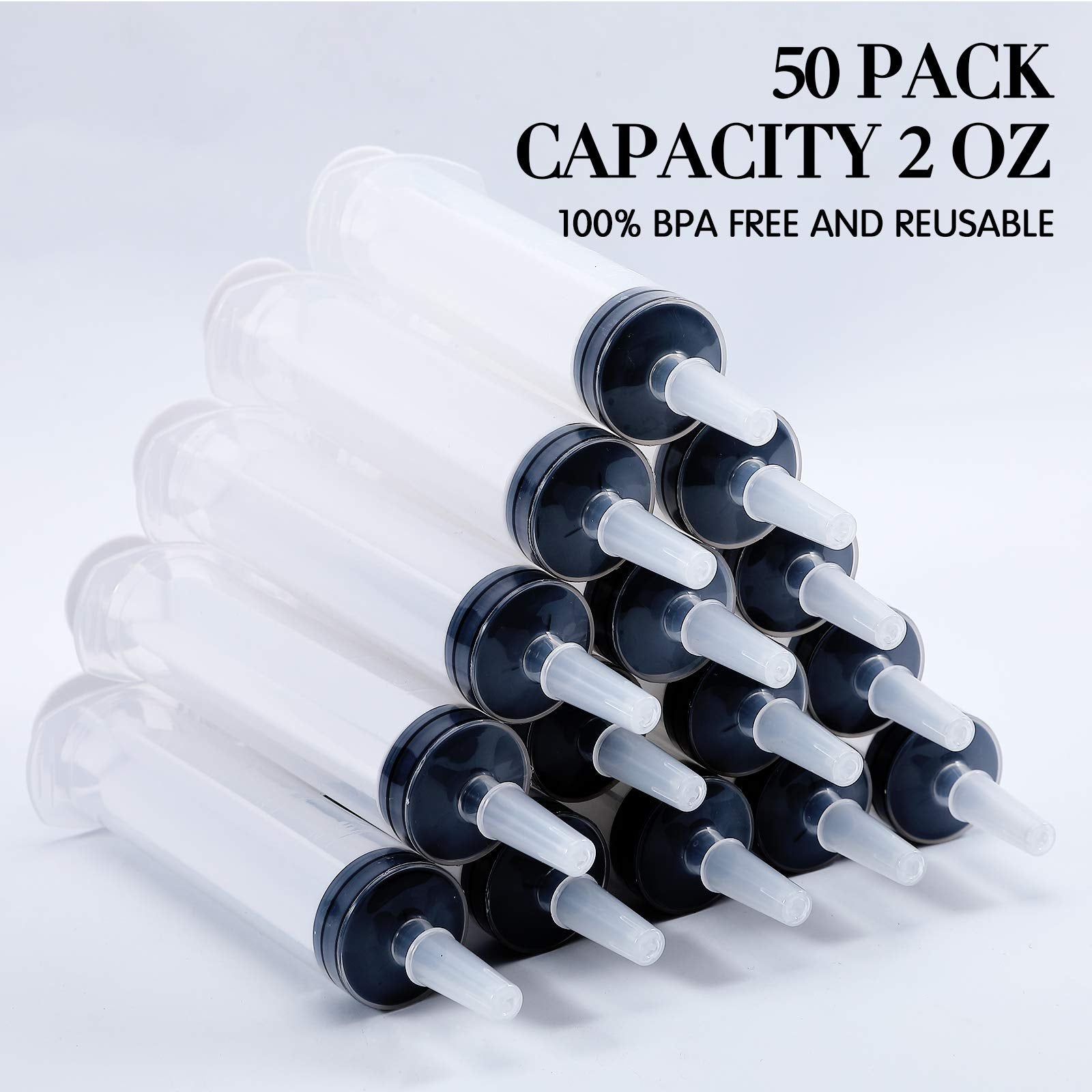Focusline 50 Pack Jelly Shot Syringes, 2 Oz Capacity Reusable Party Springe For Jelly Shot, Durable Jelly Shot Syringes For Hall