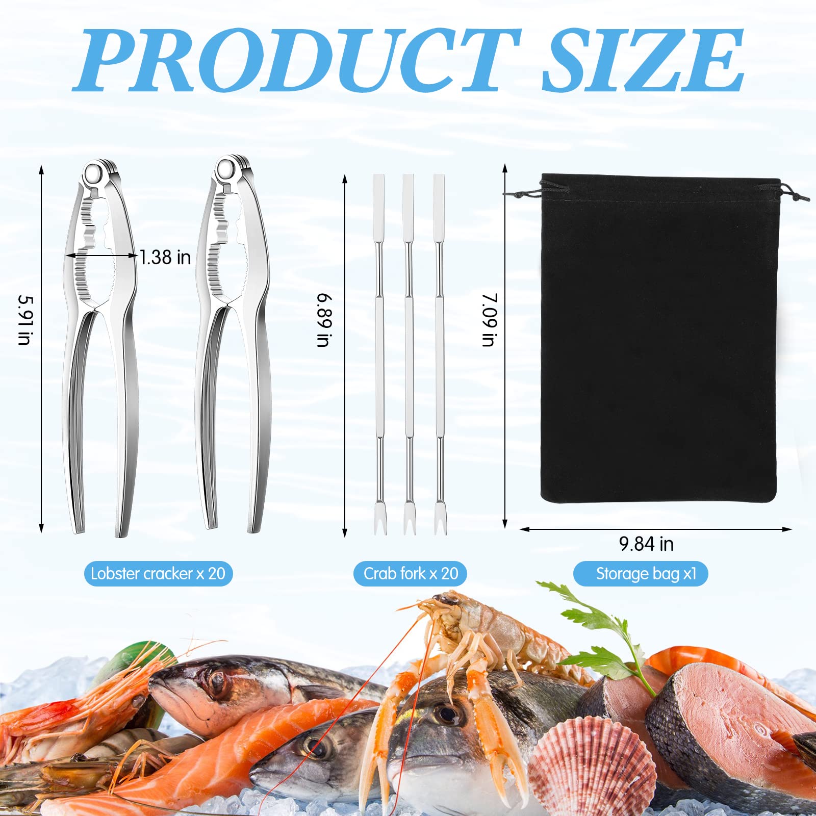 41 Pcs Seafood Tools Set Including Lobster Crackers, Stainless Steel Seafood Forks And Storage Bag, Nut Cracker Set Lobster Crac