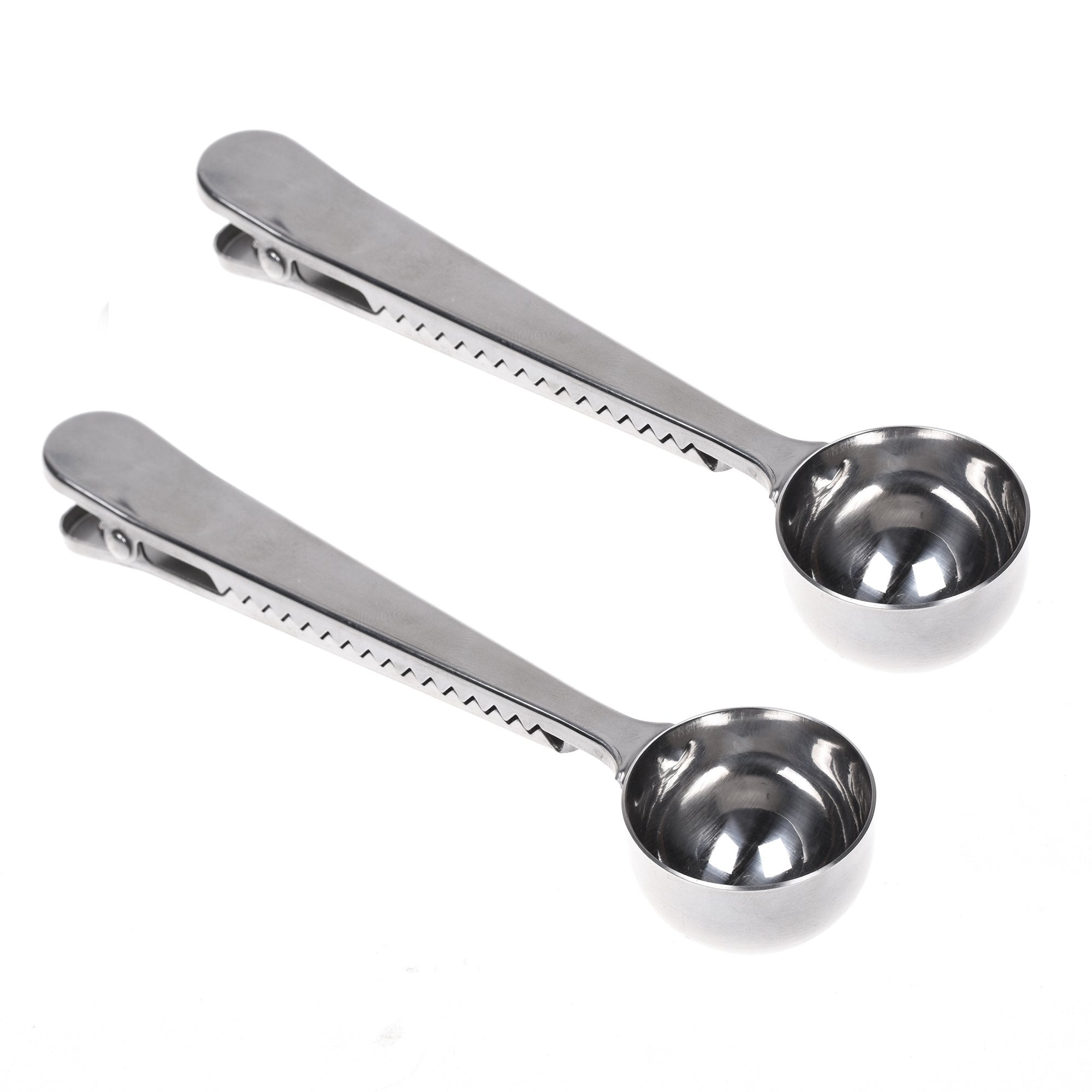 Cosmos 2 Pcs Stainless Steel Coffee Measuring Scoop Spoon With Bag Clip