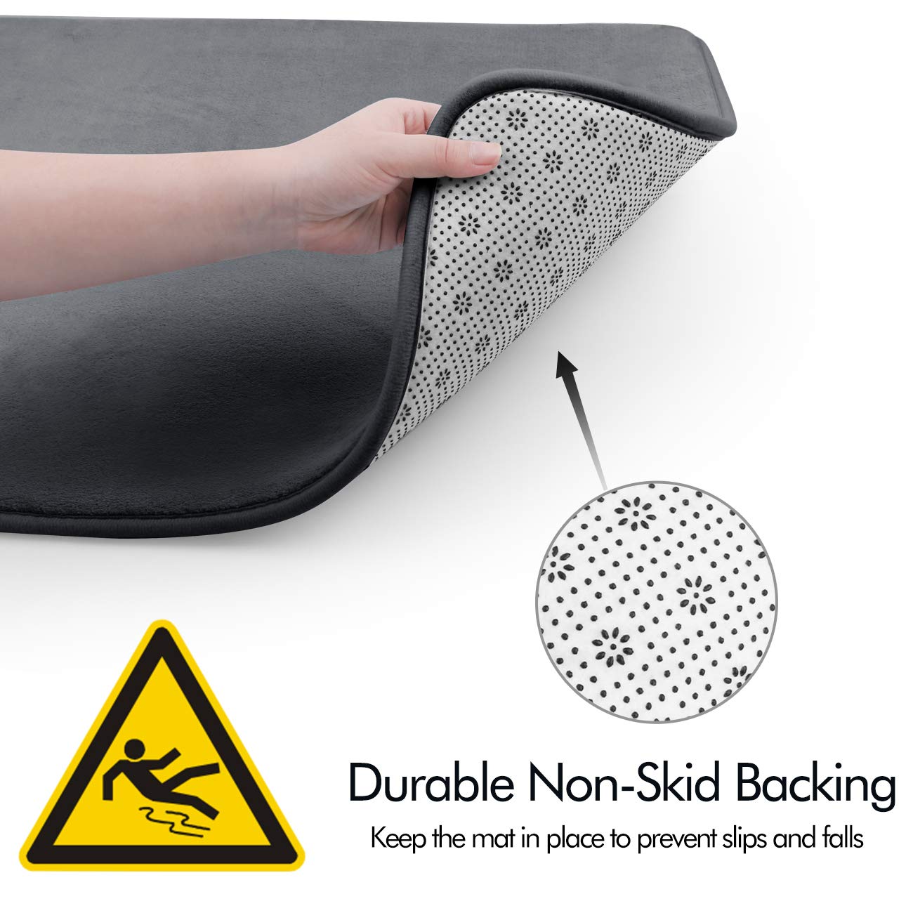 Feelso Memory Foam Bath Mat Set, 3 Piece Bathroom Rugs Non Slip And Absorbent Mats, 20X31 Inches Floor Mat, 20X22 Inches U-Shape