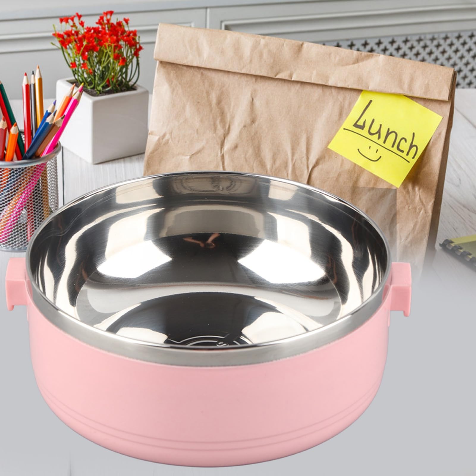 Youthink Insulated Food Box, Single Layer Portable Stainless Steel Thermal Food Container For Home Office Rice Noddles Storge