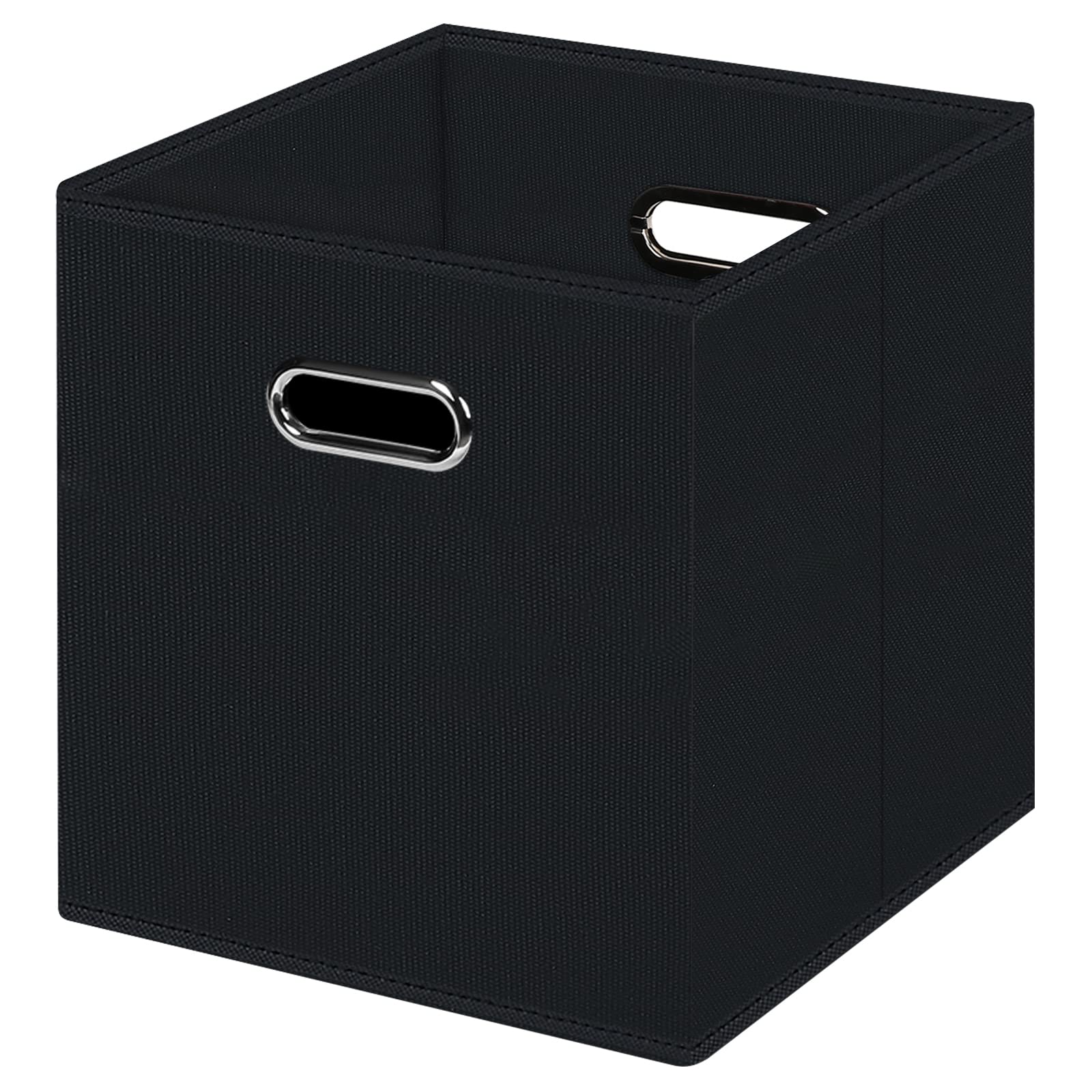 Heayeeg Black Foldable Storage Cubes Bins , Fabric Storage Box Cubes Organizer Baskets With Dual Handles For Home Organizer (Bla