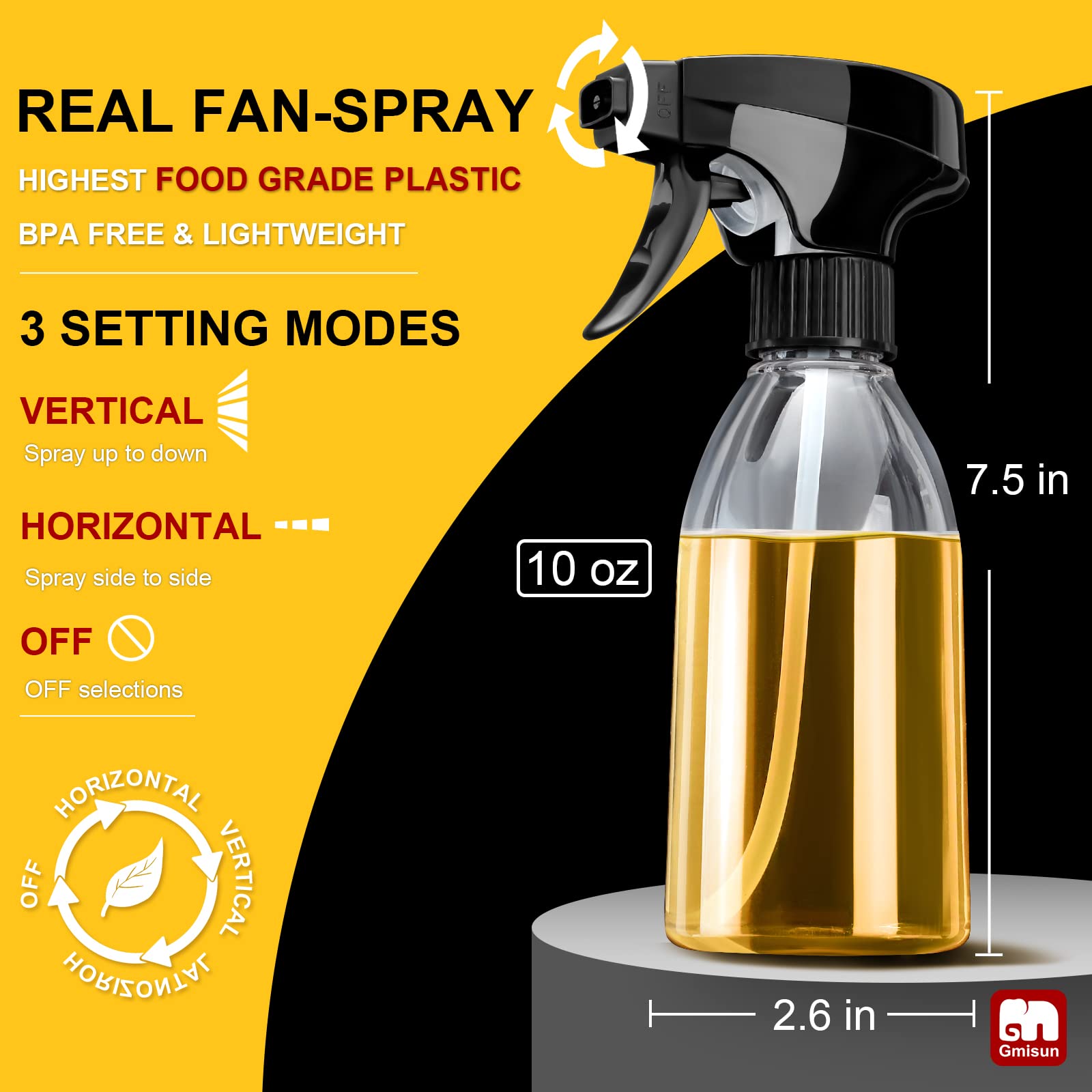 Gmisun Oil Sprayer For Cooking, 2 Pack Olive Oil Spray Bottle, 10 Fl Oz Food-Grade Plastic Oil Spritzer Mister, Refillable Oil D