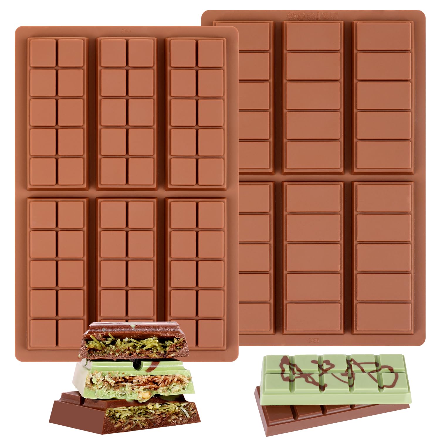 Fimary Chocolate Bar Mold - Non-Stick Chocolate Molds, Food Grade Silicone Deep Chocolate Bar Mold For Milk Chocolate Bar,Dubai