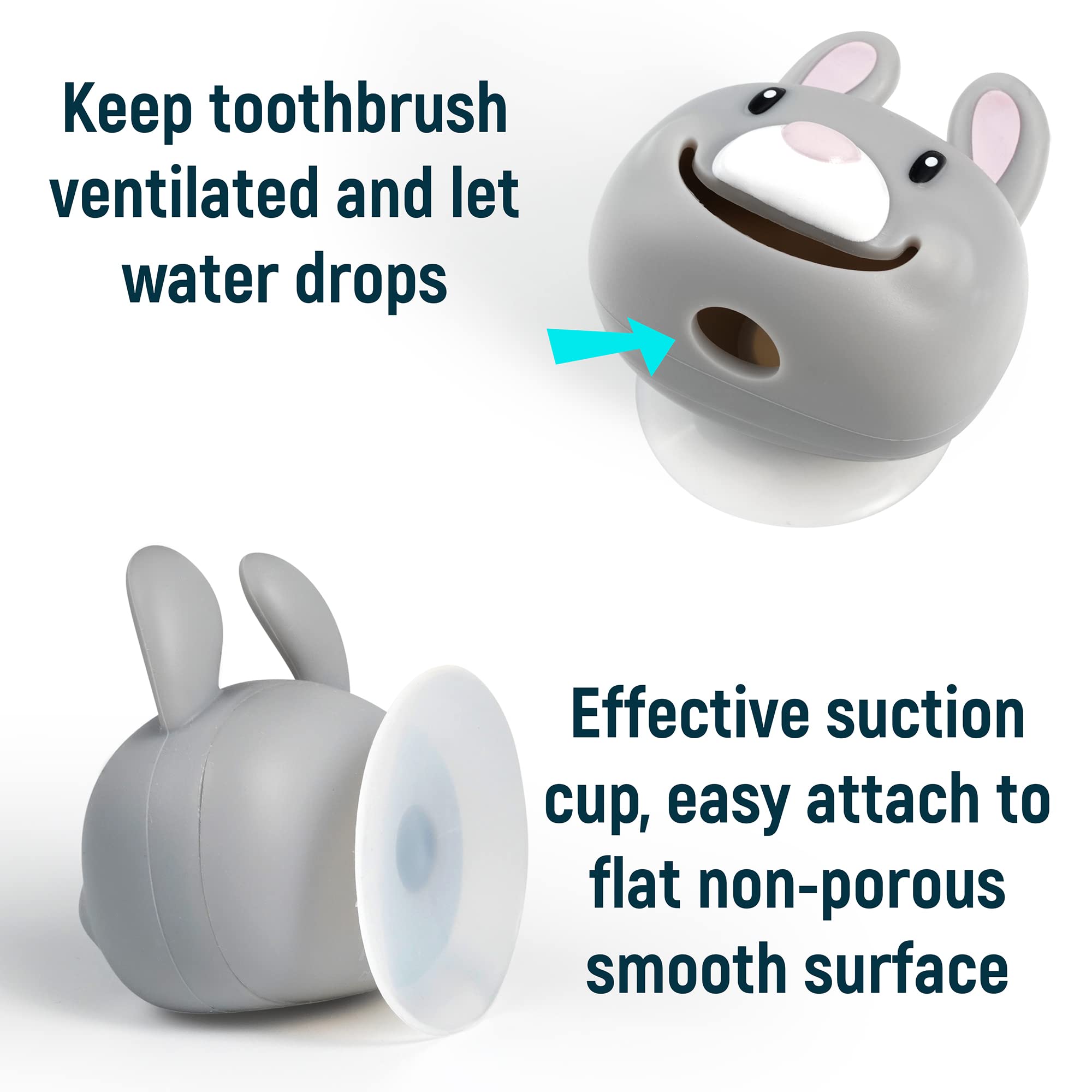 Hoobbe Animal Toothbrush Holder, Kids Suction Toothbrush Holder With Mirror/Glass/Wall Mounted Suction Cup, Bathroom Organizer,