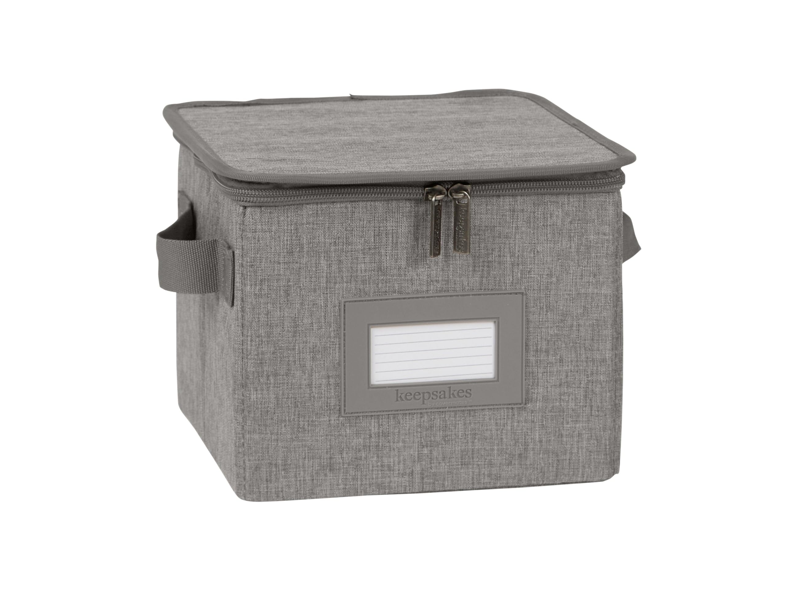 Covermates Keepsakes Dish Storage Box - Stackable, Reinforced Handles, China Storage-Grey Heather