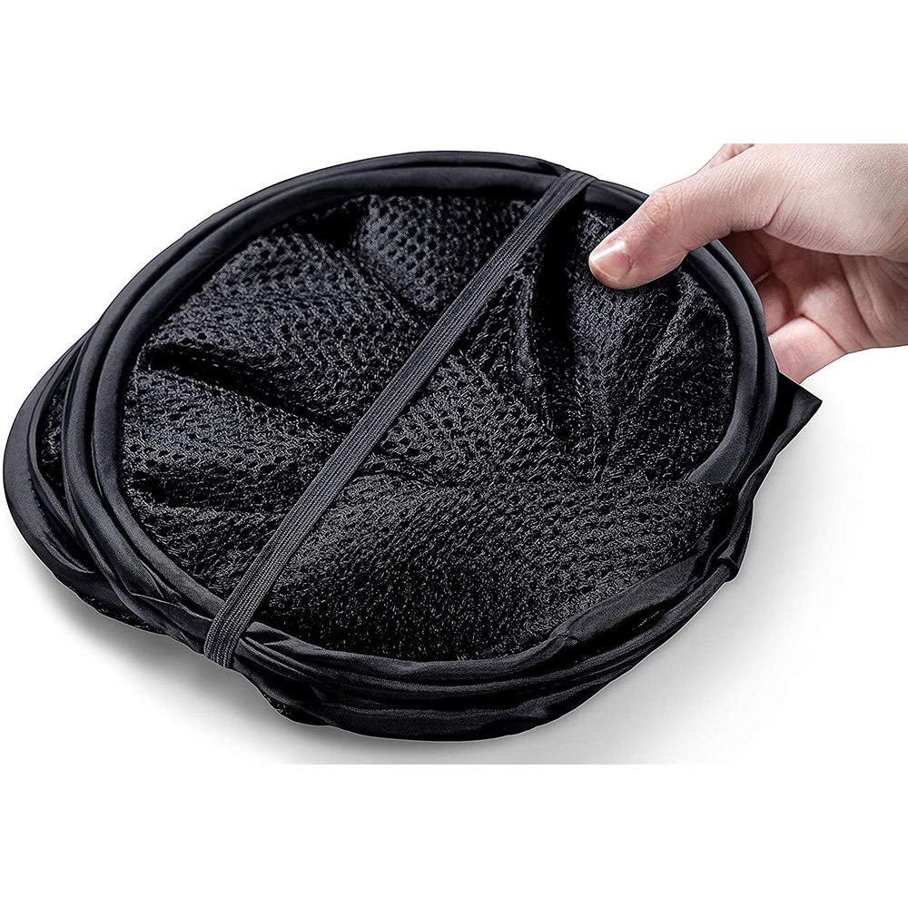 Larpur Popup Mesh Laundry Basket, Collapsible And Portable Clothes Washing Laundry Hamper With Reinforced Carry Handle (Black *2