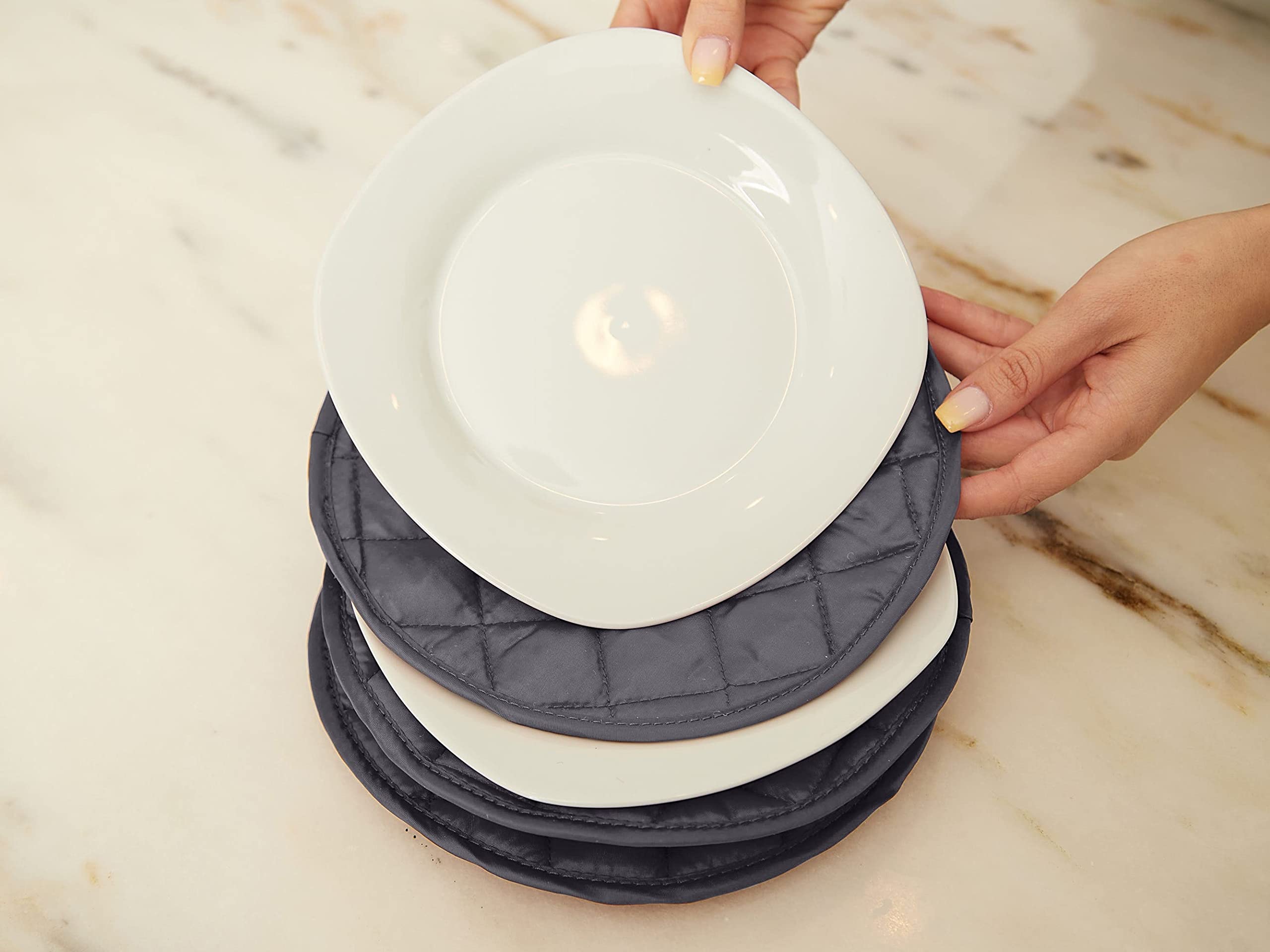 Covermates Keepsakes - Dish Storage - Padded Protection - Id Window - Stain Resistant - Machine Washable - China Storage, Slate