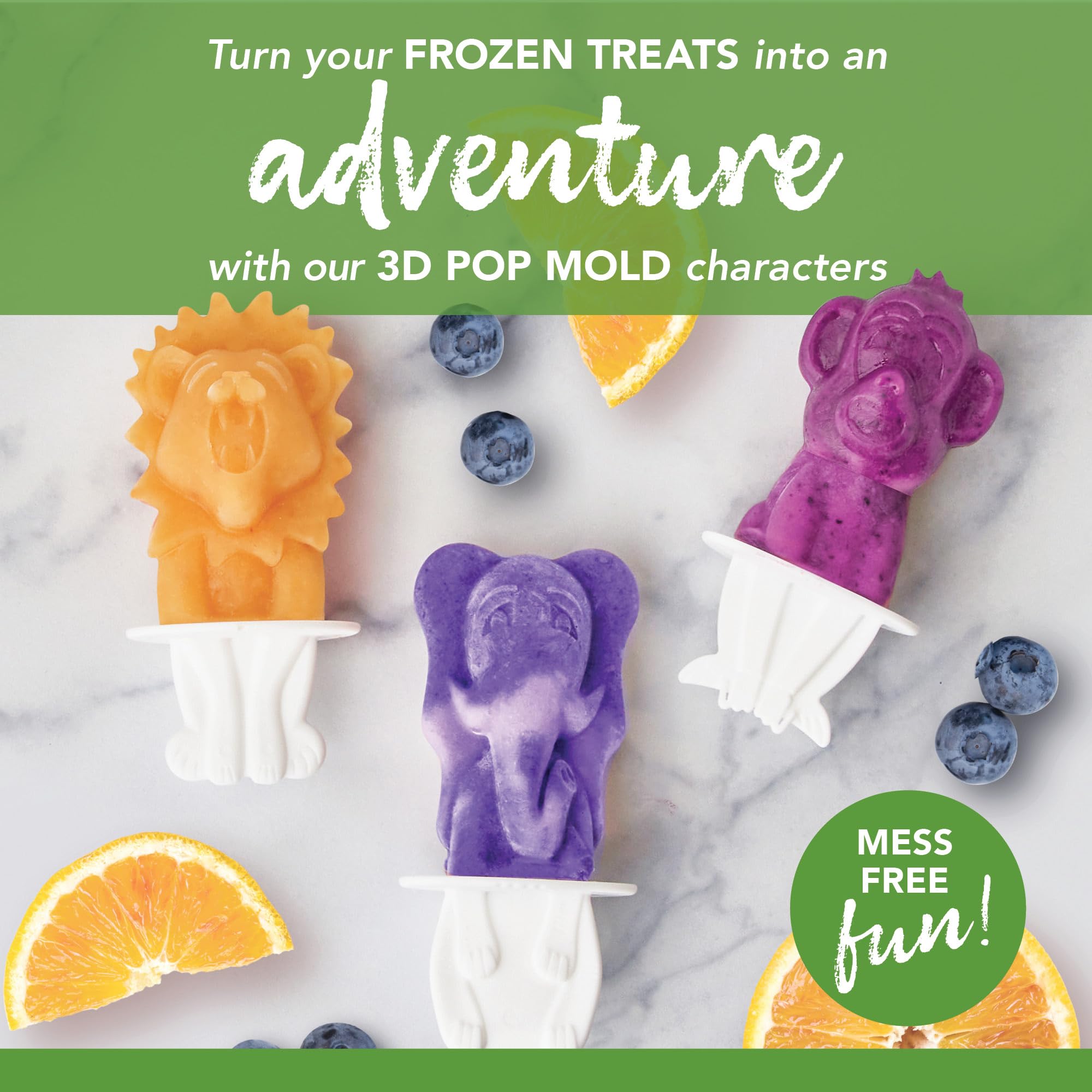 Tovolo Zoo Crew Pop Molds (Set Of 4) - Reusable Mess-Free Silicone Popsicle Molds With Sticks And Drip-Guards For Easy Homemade
