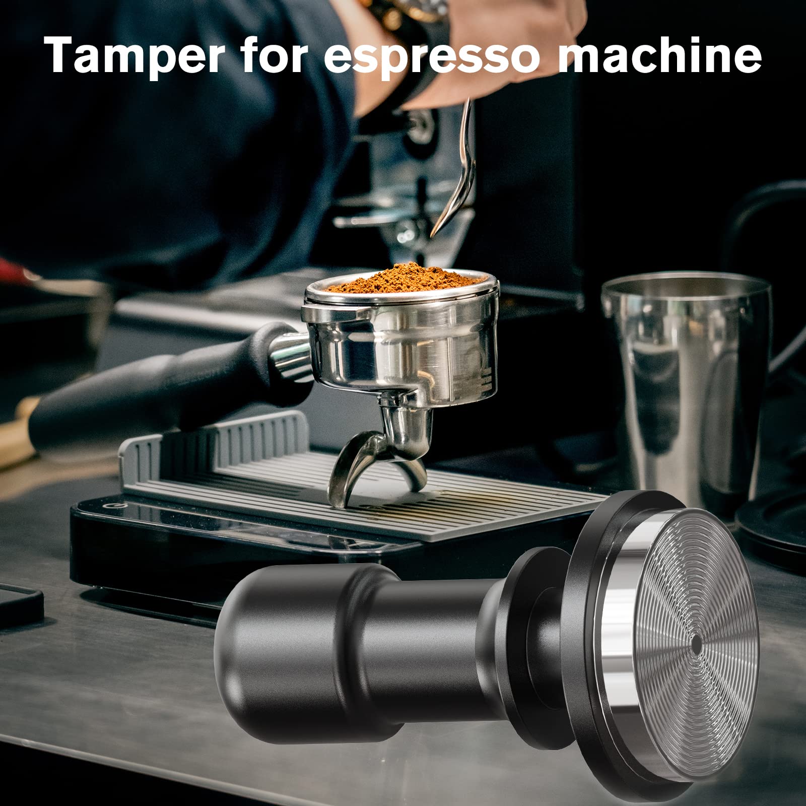 Pusee 51Mm Espresso Coffee Tamper,Premium Calibrated Espresso Tamper 30Lb Coffee Tamper With Spring Loaded,100% Stainless Steel