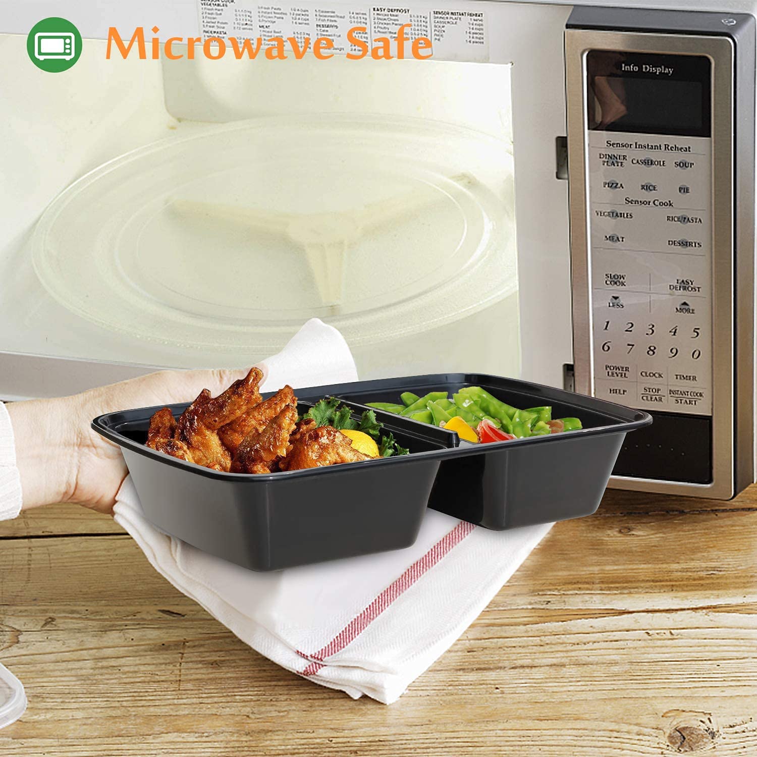 Enther Meal Prep Containers [20 Pack] 2 Compartment With Lids, Food Storage Bento Box | Bpa Free | Stackable | Reusable Lunch Bo