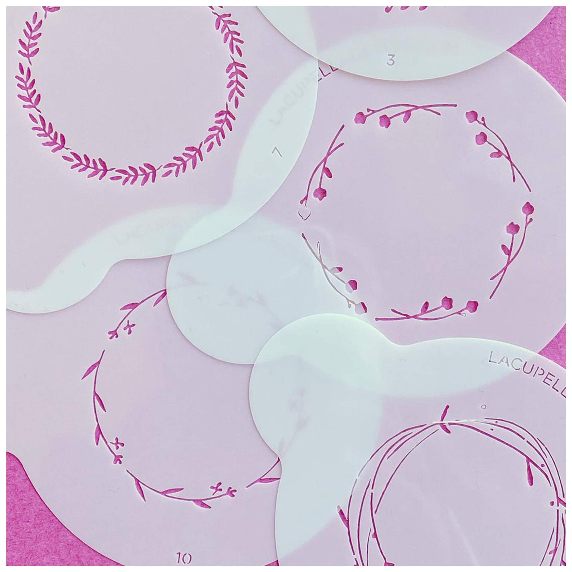 Lacupella 10 Pieces Wreath Stencil Set Wood Canvas Decorating Artist Art And Craft Monogram Wedding Birthday - Food Grade Reusab
