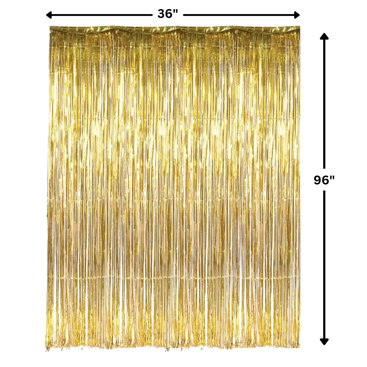 Forum Novelties 76011 Gold Sunbeauty 1 Set Of Metallic Tinsel Foil Fringe Curtains For Party Photo Backdrop Wedding Decor, 3 Fee